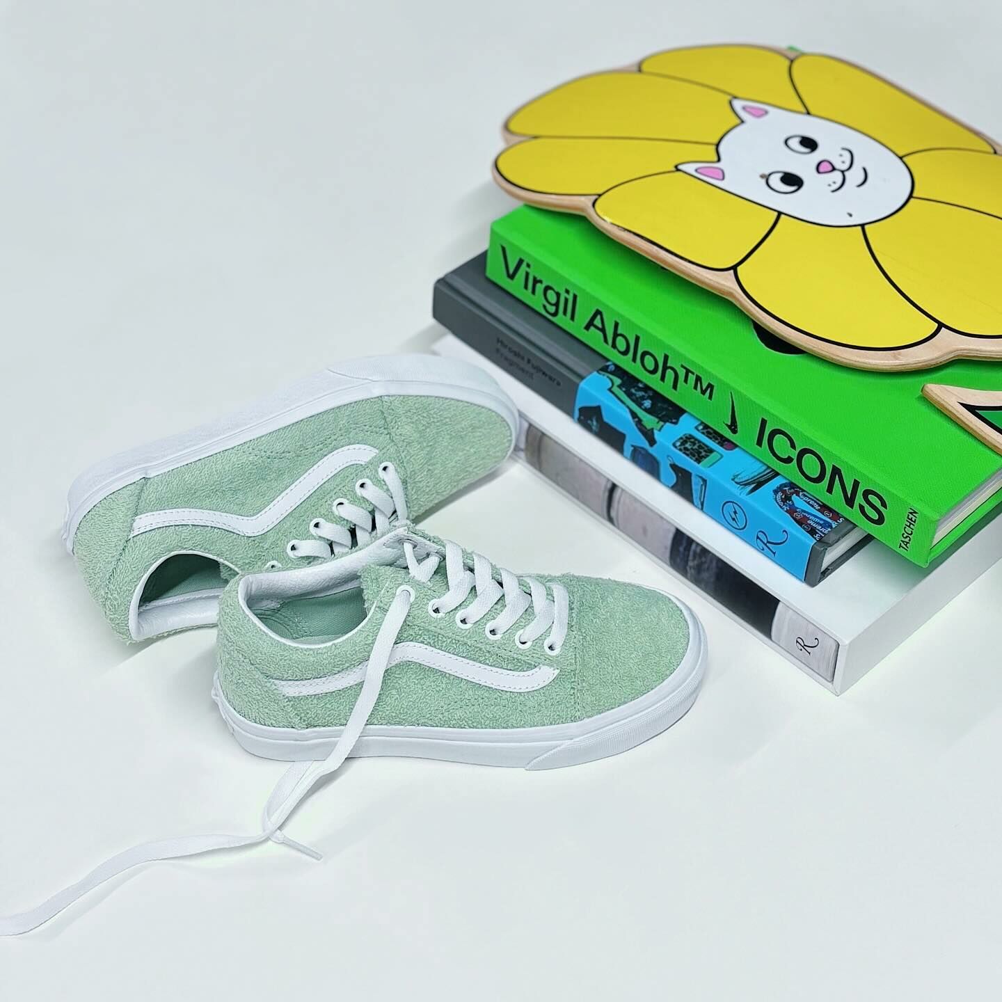 Vans Old Skool 日本限定 薄荷綠 餅乾怪獸 絨毛 帆布鞋 VN0005UFBM4