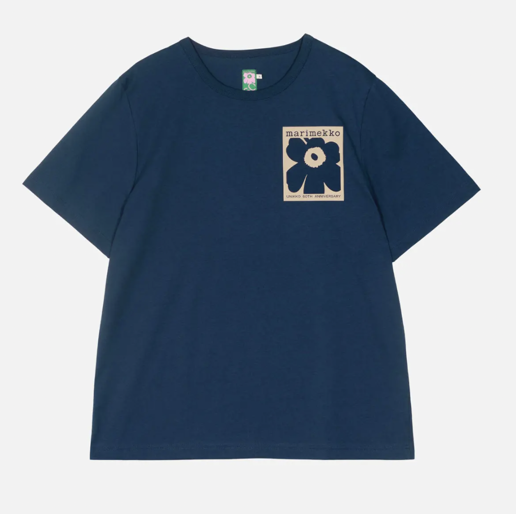 代購現貨 | Marimekko2024春夏 | 60th周年系列 Navy Tshirt| Kioski Erna Unikko Placement T-shirt