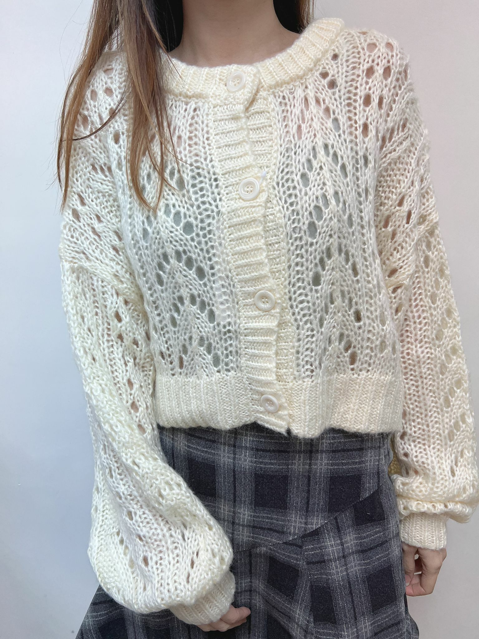 EME 米色 2WAYS 針織外套