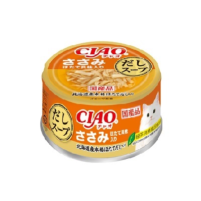 CIAO 罐頭 北海道產高湯 雞肉+扇貝 75g,A-233【原箱24 罐】