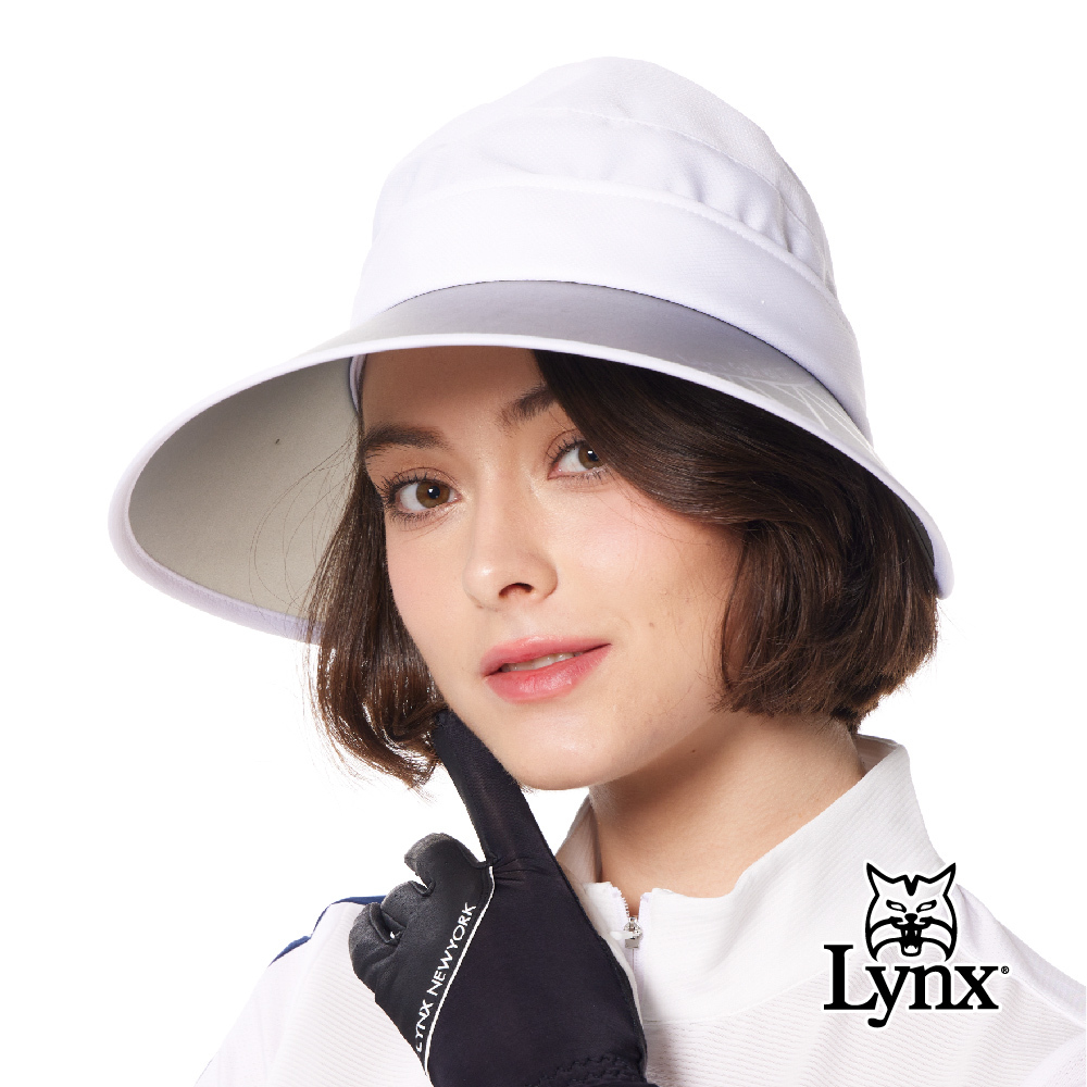 【Lynx Golf】女款抗UV可拆變換中空帽帽眉印花可調式大盤帽