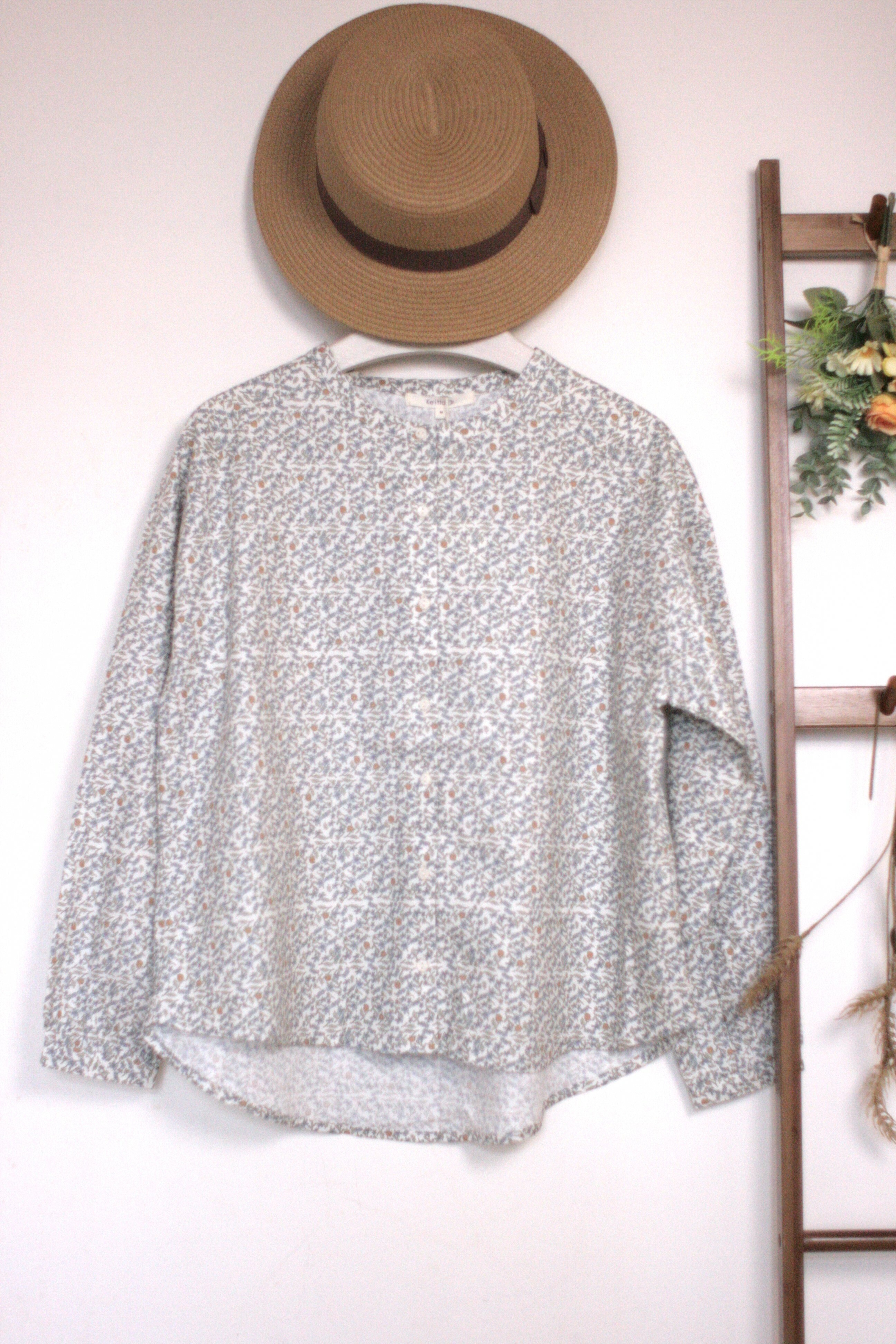 {童話國物語𓃦}Liberty風草莓小花柄白色長袖襯衫【日本直送】