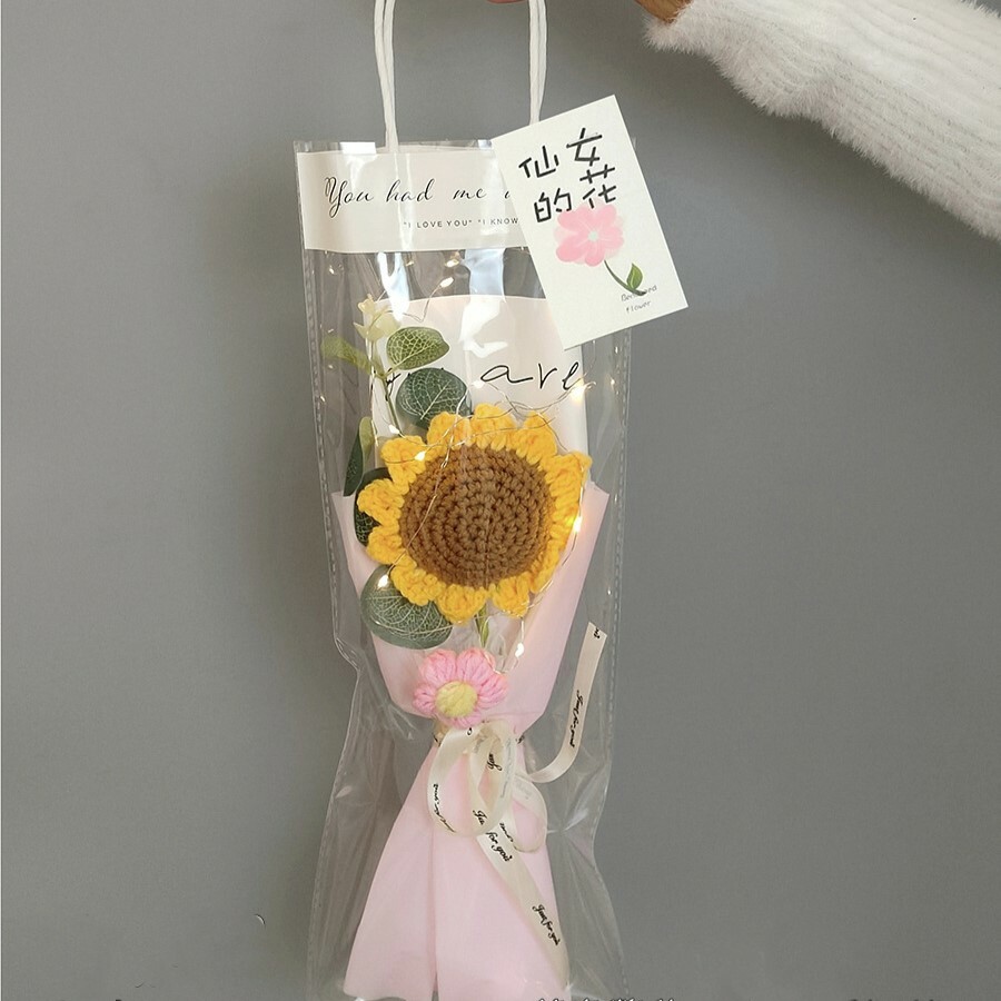 《3757》創意針織向日葵小花束(含禮袋/燈條)