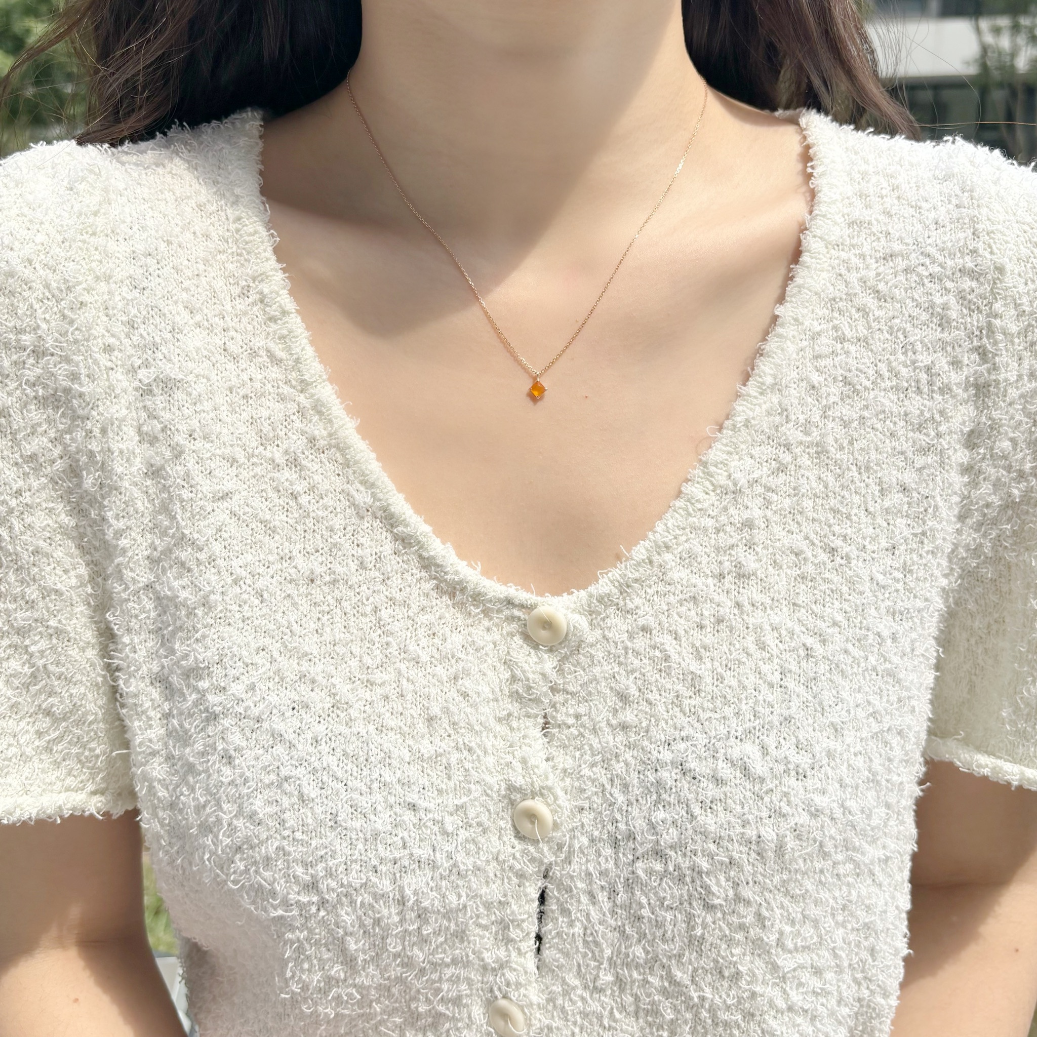 棋盤四爪橘瑪瑙項鍊