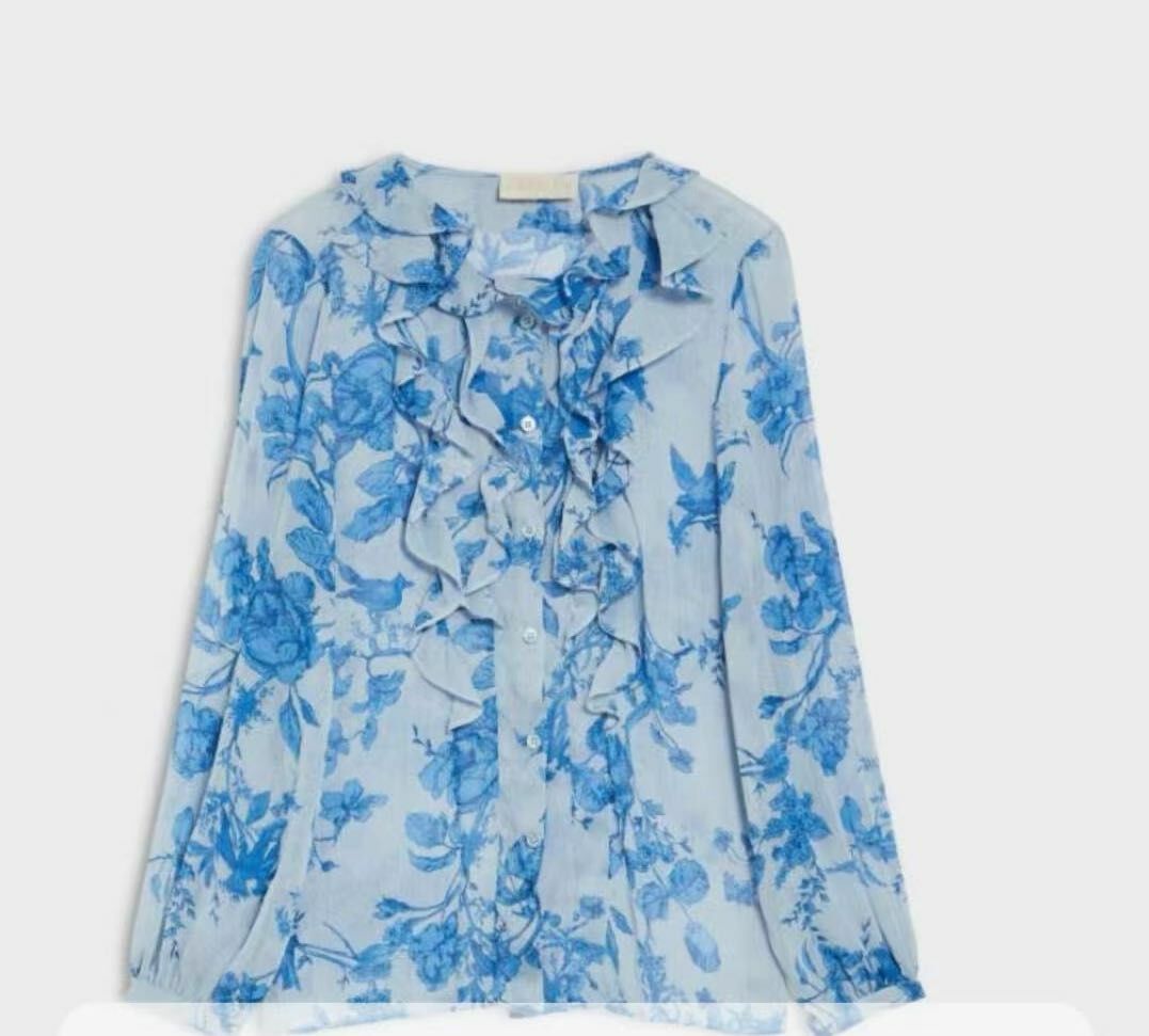 I blues 藍色花花上衣 -M