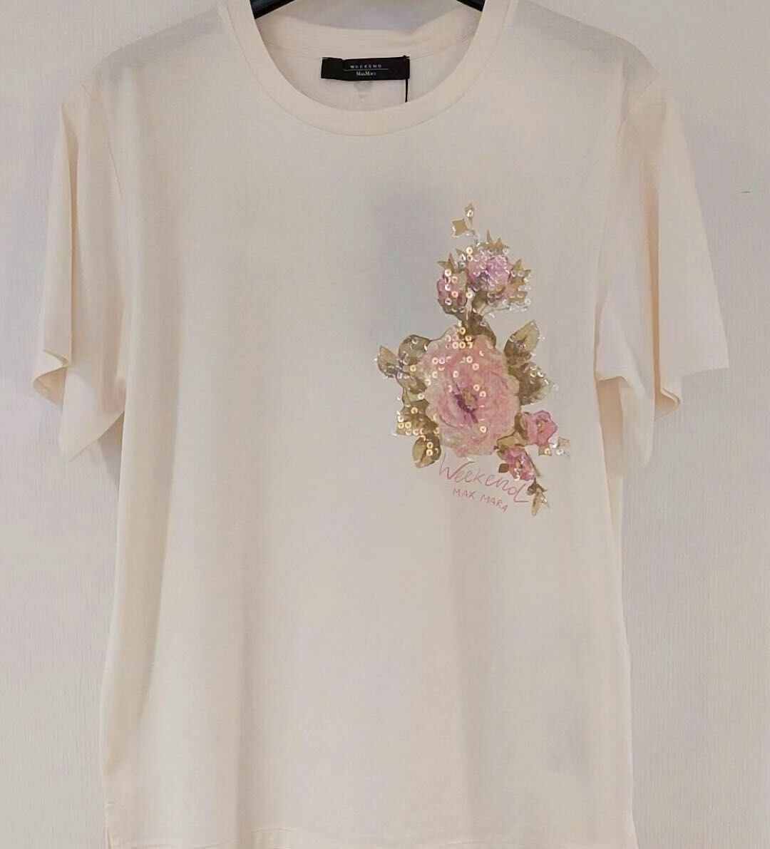 Weekend MaxMara 亮片花花杏色TEE  -M