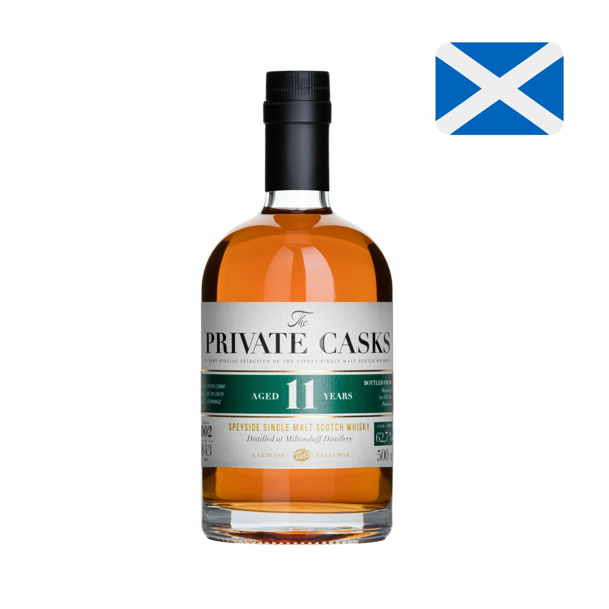 Miltonduff Distillery, 11 Years, Speyside Single Malt Scotch Whisky, 62.7% Vol. Cask Strength