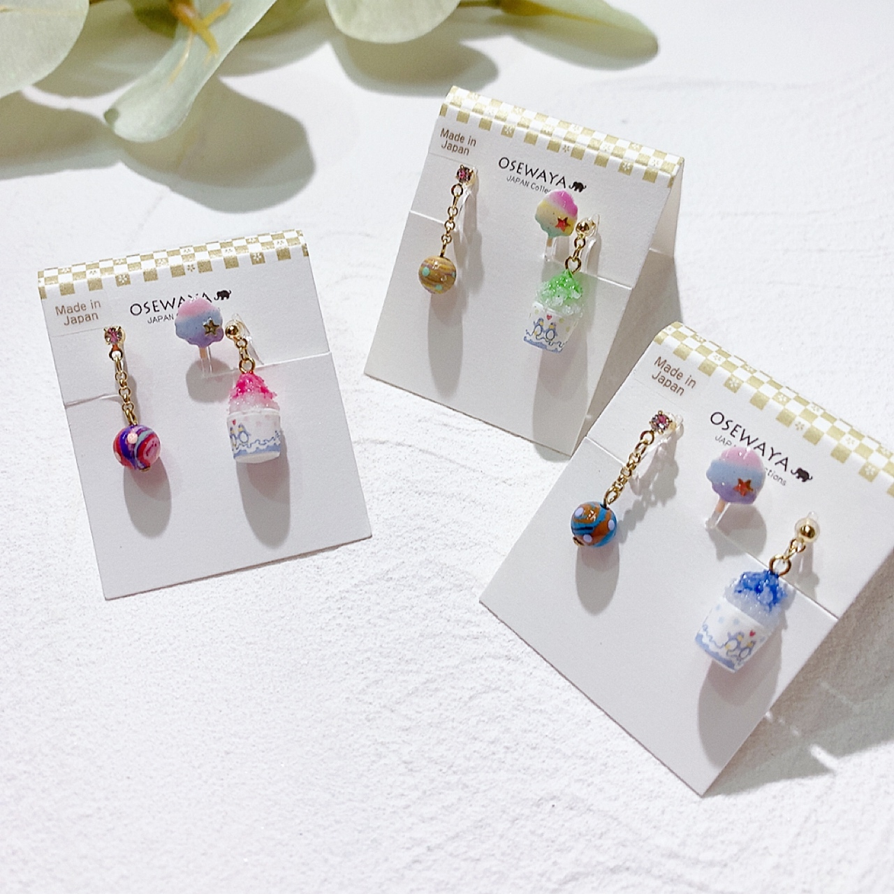 刨冰糖果耳夾耳環