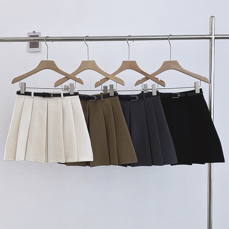 P7555 - High Waist Pleated Skirt (Pre Order)