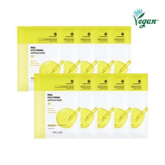 Wellage Real VITA Toning Ampoule Mask 99 [10PCS]