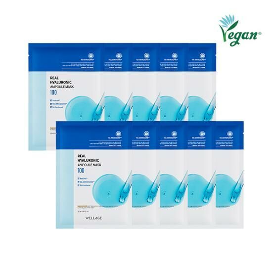 Wellage Real Hyaluronic Ampoule Mask 100 [10PCS]