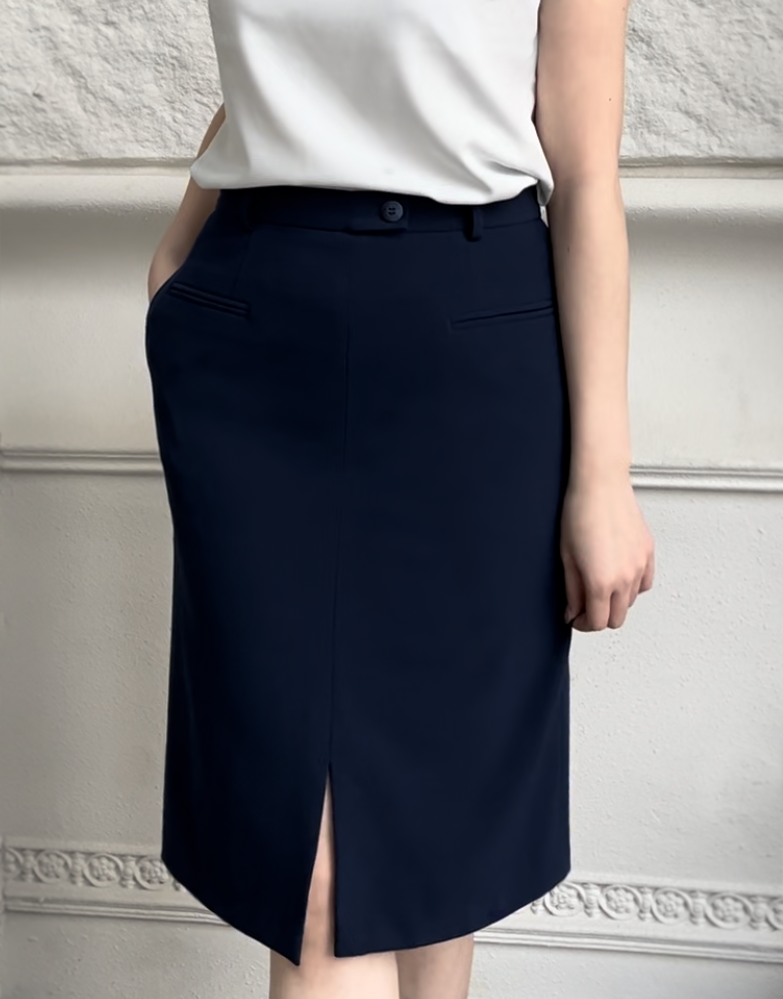 前後開叉直筒裙