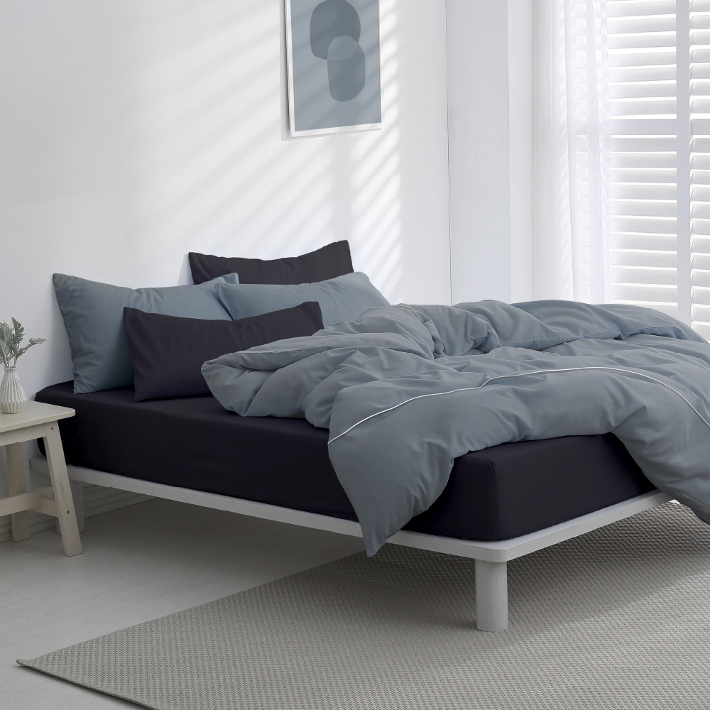 200織純棉｜100%純棉｜雙色配｜海軍灰ｘ曜石黑 寂靜之夜