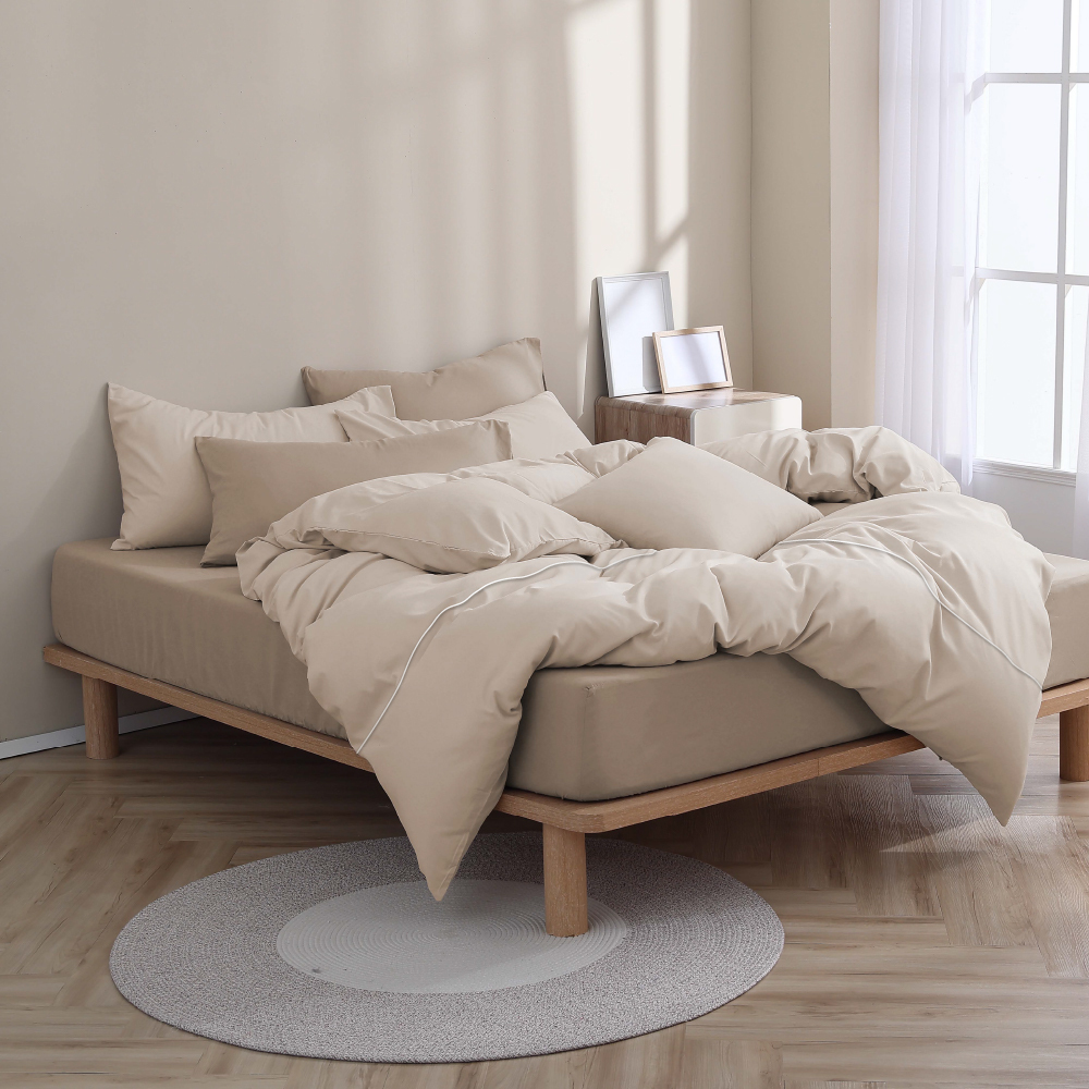 200織純棉｜100%純棉｜雙色配｜淺藤棕ｘ奶油杏 奶香歐蕾