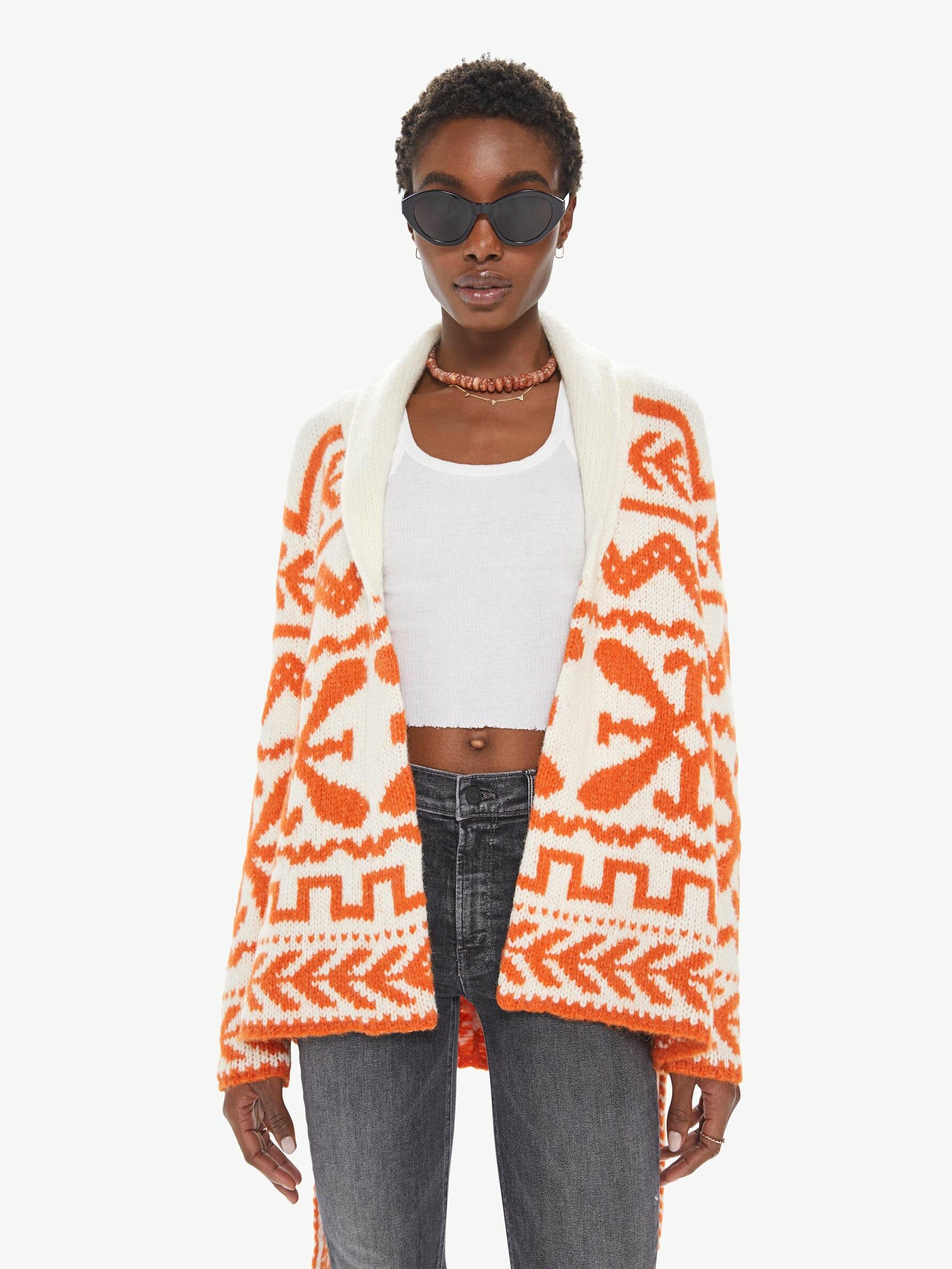 Belted Short Cardigan 圖騰針織罩衫