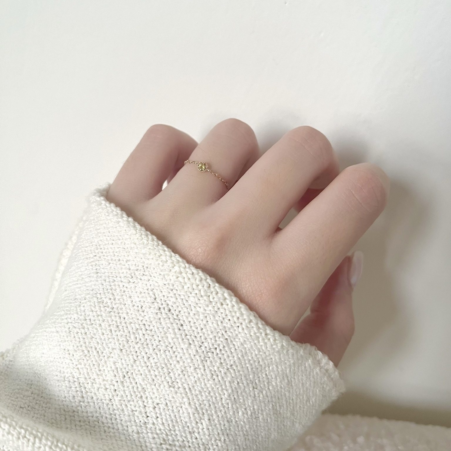 14k復古六角橘色藍寶石鍊戒