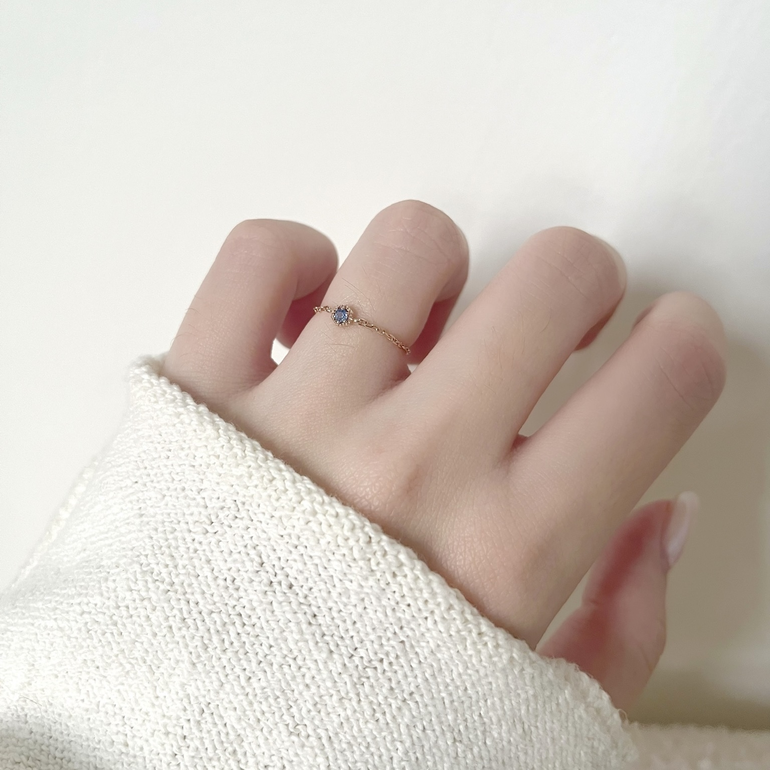 14k復古六角藍寶石鍊戒