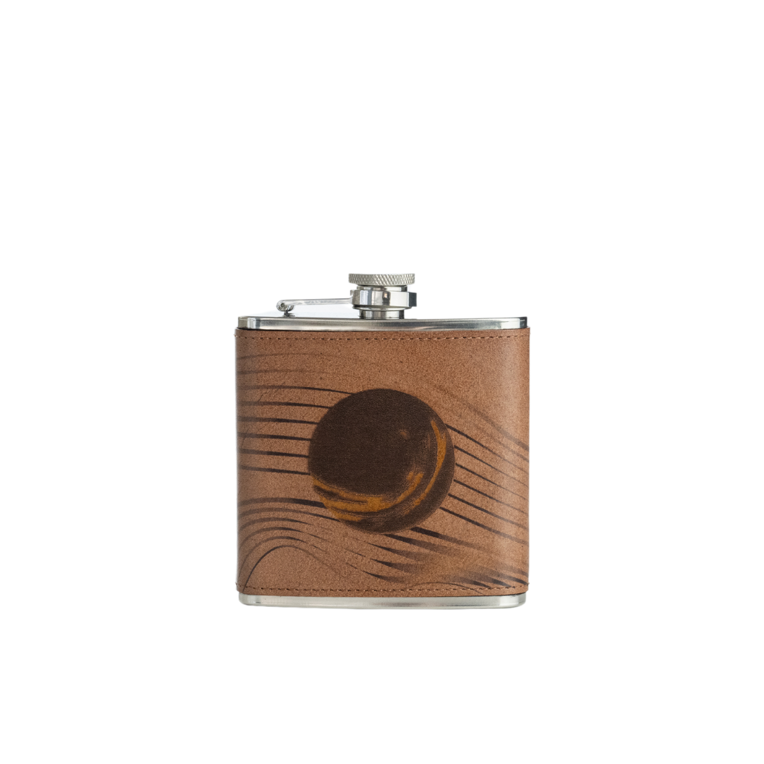 6OZ 真皮不鏽鋼烈酒酒壺（附漏斗）－秋月＆沐月