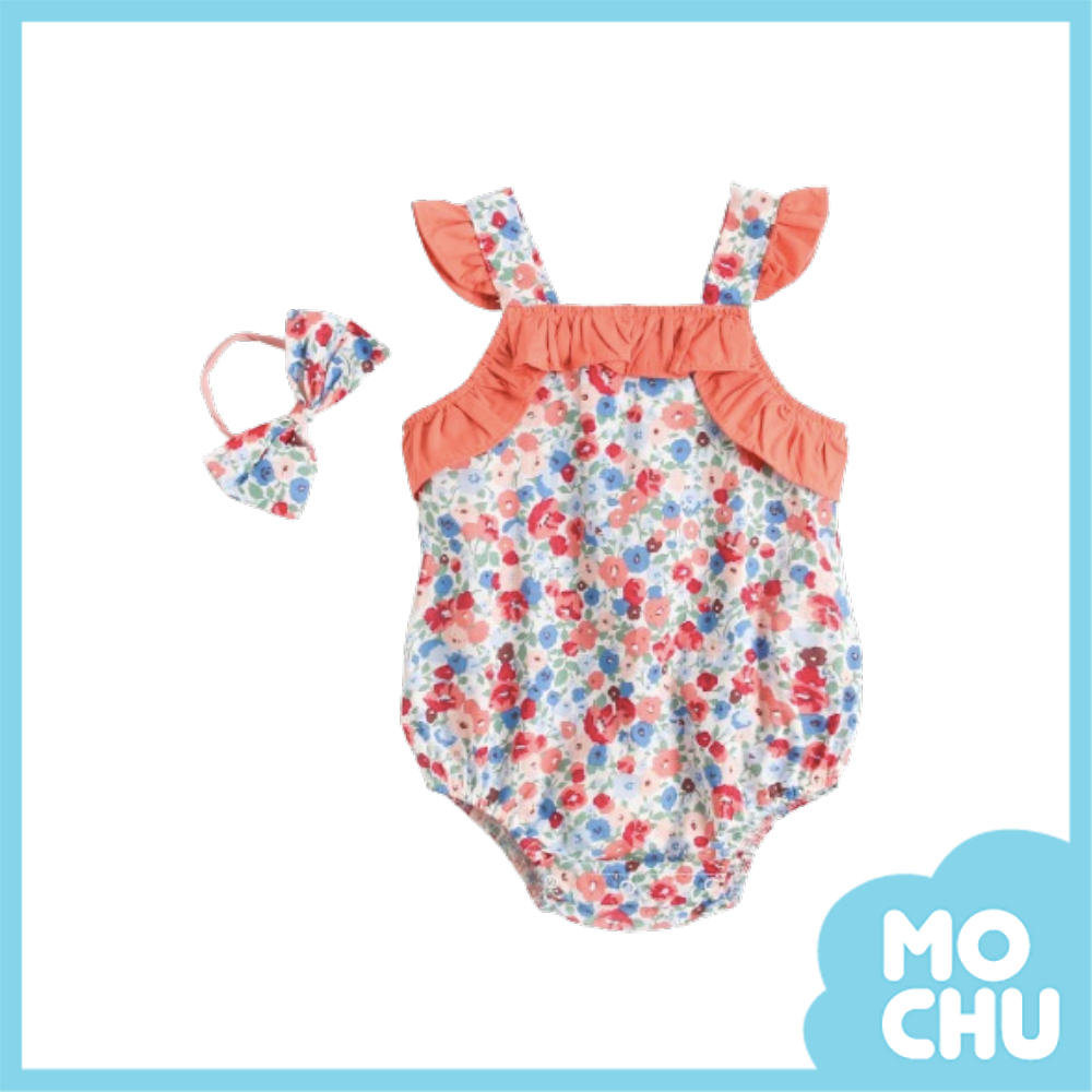 (12-18M現貨)花邊小碎花包屁衣