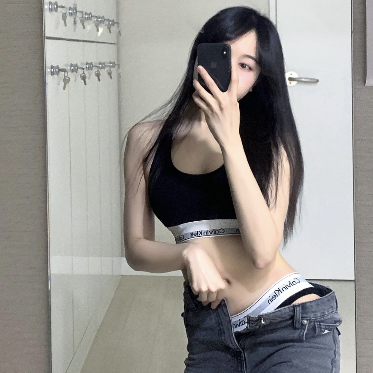 Calvin Klein CK 內衣 薄襯墊 可調式 運動內衣 黑 灰