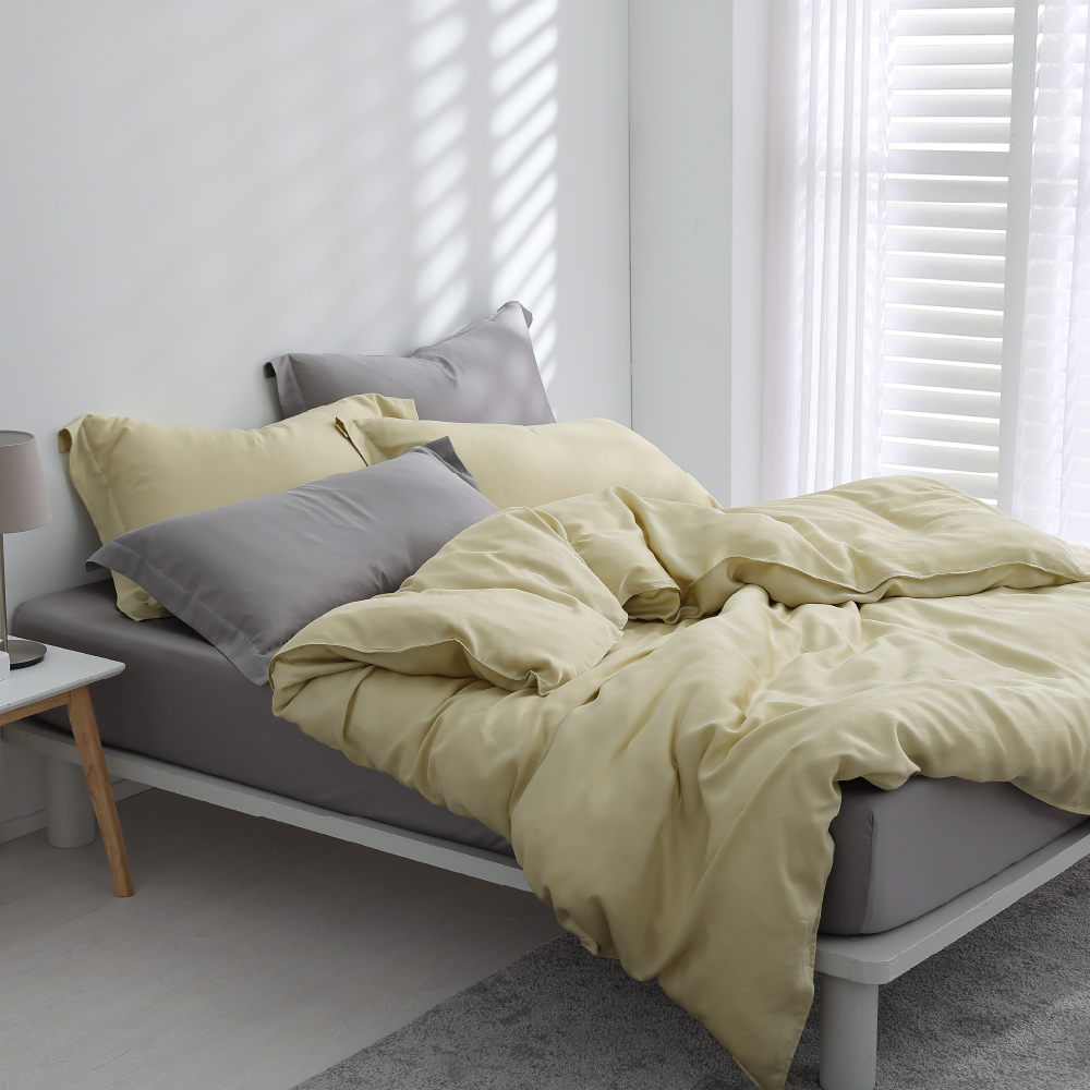 60支天絲｜100%萊賽爾｜雙色配｜都市灰ｘ蘊蜜金