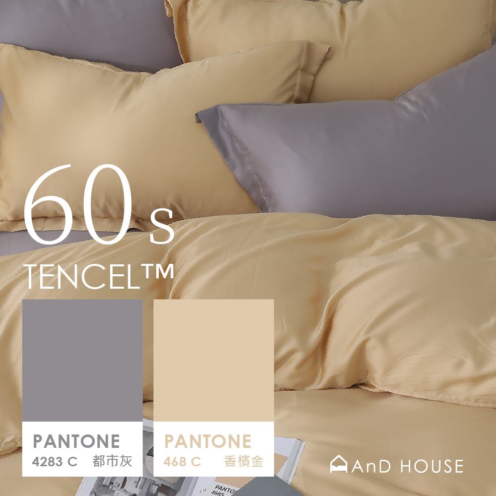 60支天絲｜100%萊賽爾｜雙色配｜香檳金ｘ都市灰