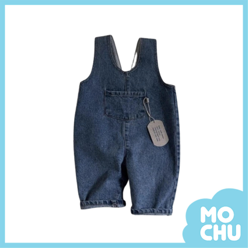 大口袋牛仔背帶褲(二色）