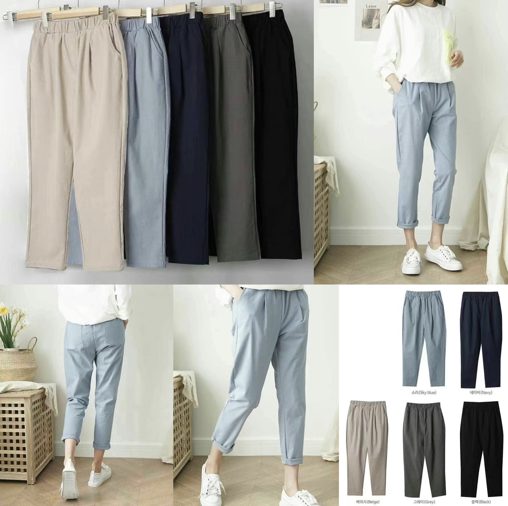 免燙爽身棉麻褲(13741)