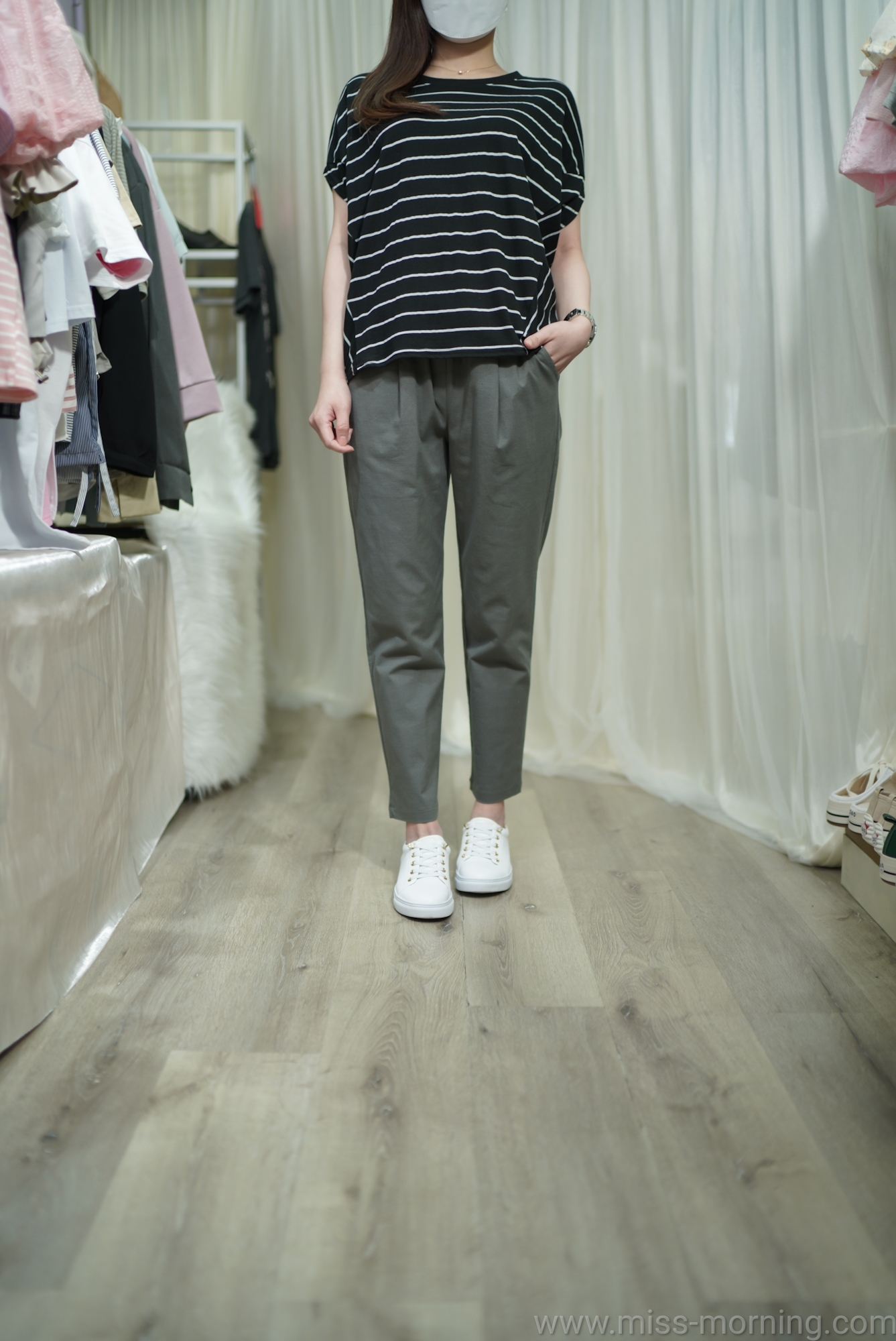 免燙爽身棉麻褲(13741)