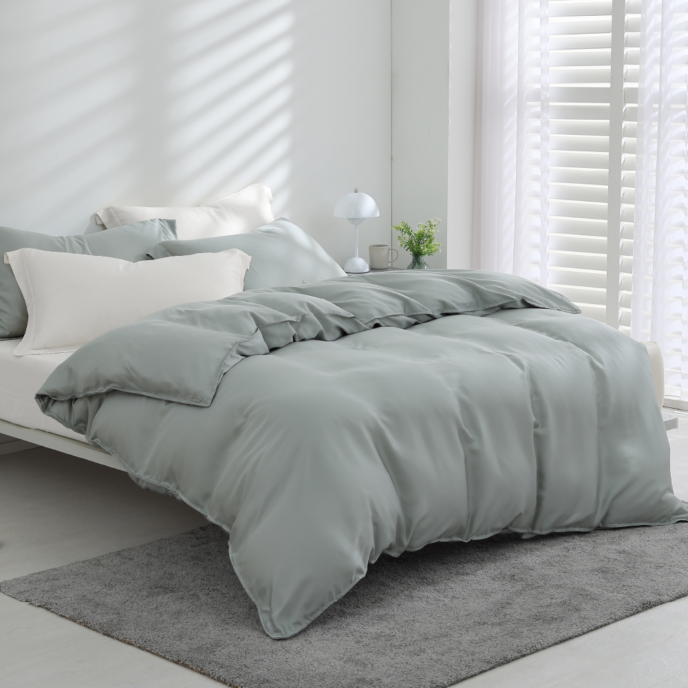 60支天絲｜100%萊賽爾｜雙色配｜石墨綠ｘ珍珠白