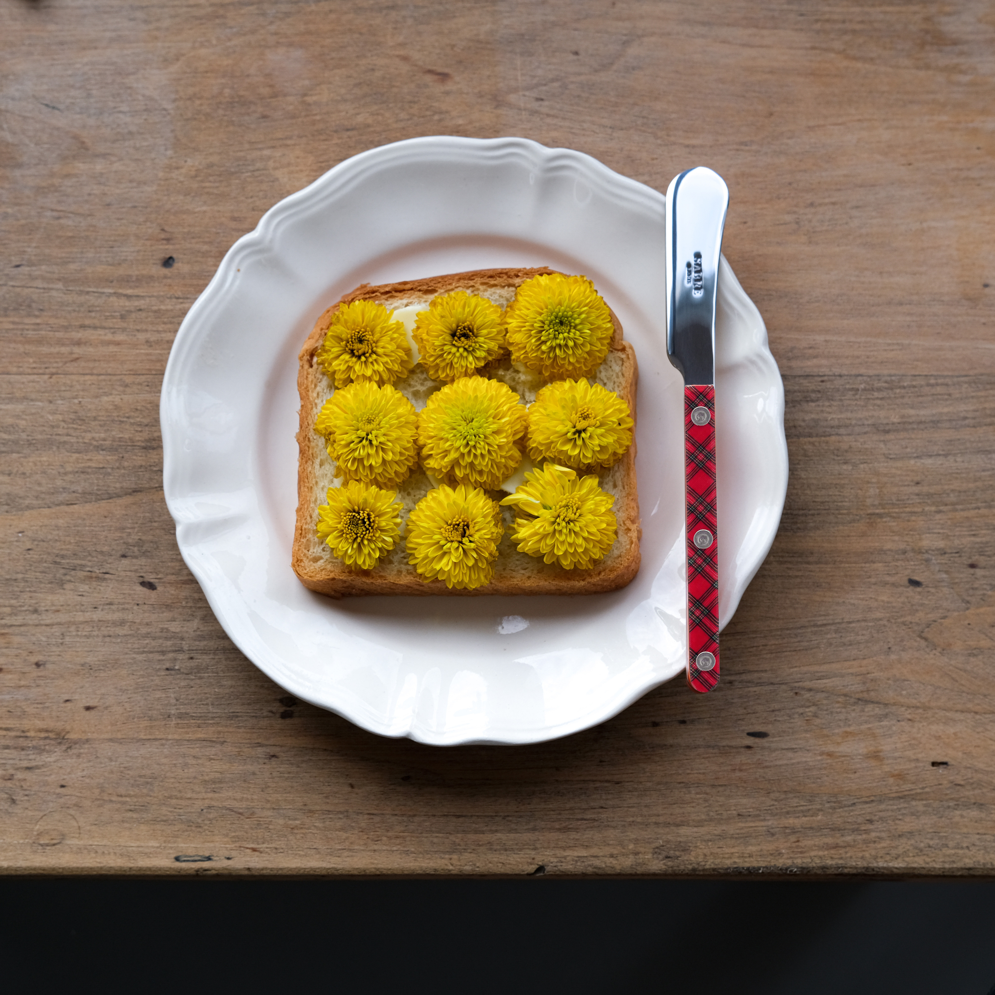 SABRE | Bistrot 復古酒館鈕扣系列 | 奶油抹刀 | 亮面 | 紅色菱格