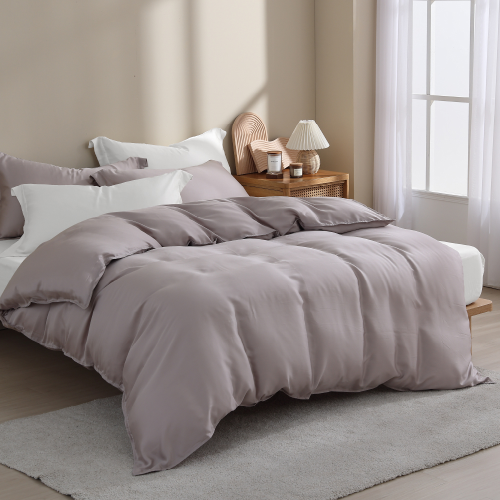 60支天絲｜100%萊賽爾｜雙色配｜珍珠白ｘ乾燥灰