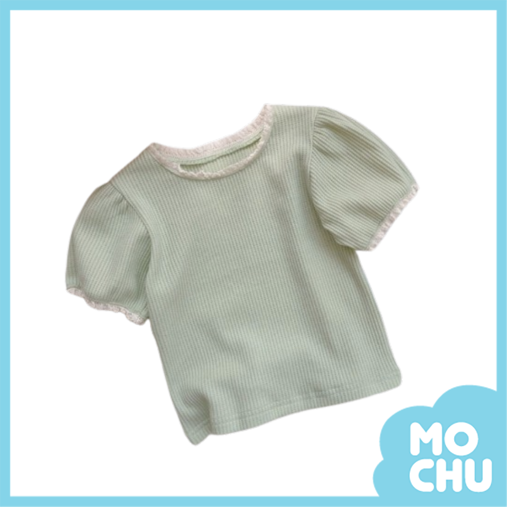 蕾絲花邊短袖上衣(二色）