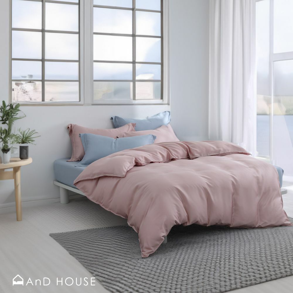 60支天絲｜100%萊賽爾｜雙色配｜玫瑰金ｘ藍霧灰