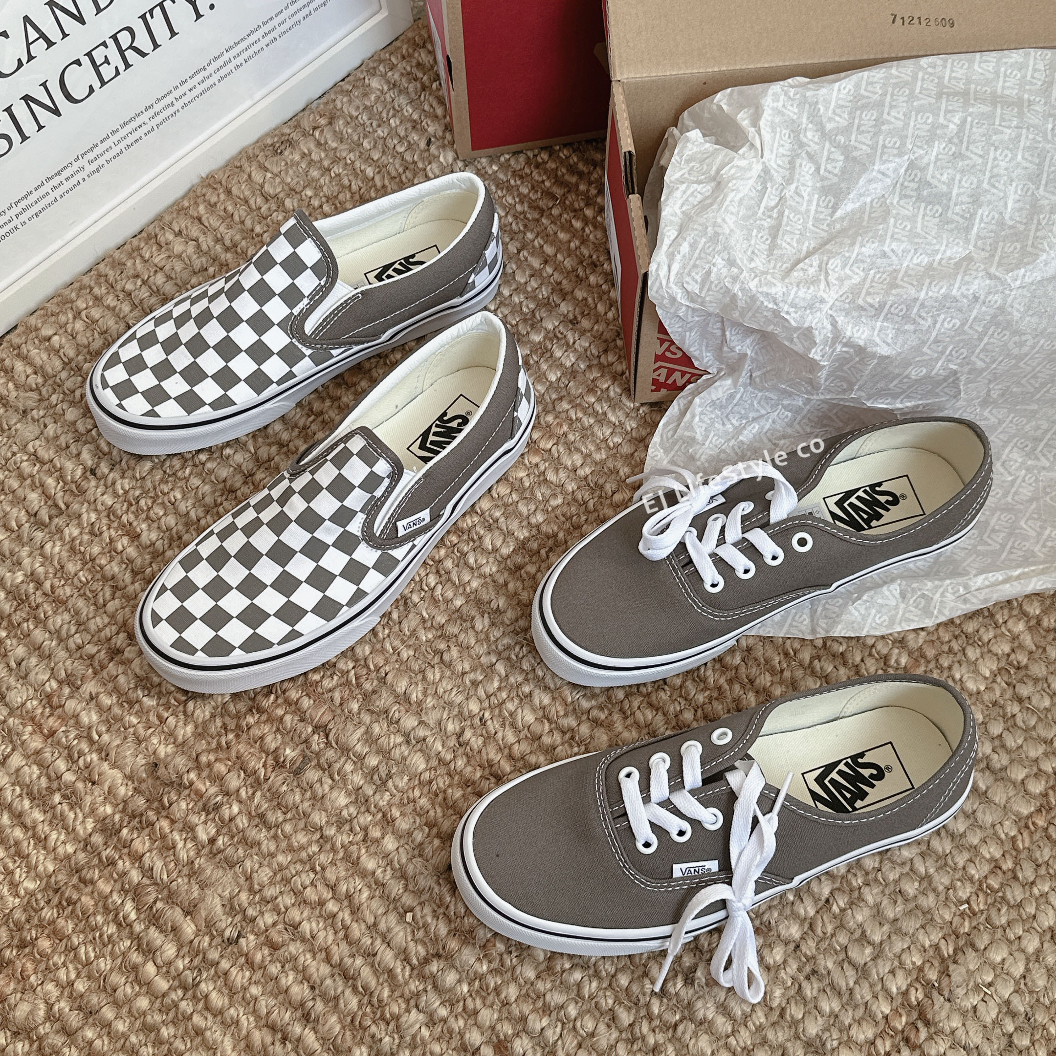 VANS CLASSIC SLIP ON 棋盤格 懶人鞋 AUTHENTIC 灰棕 男女鞋 VN000BVZ9JC /現貨