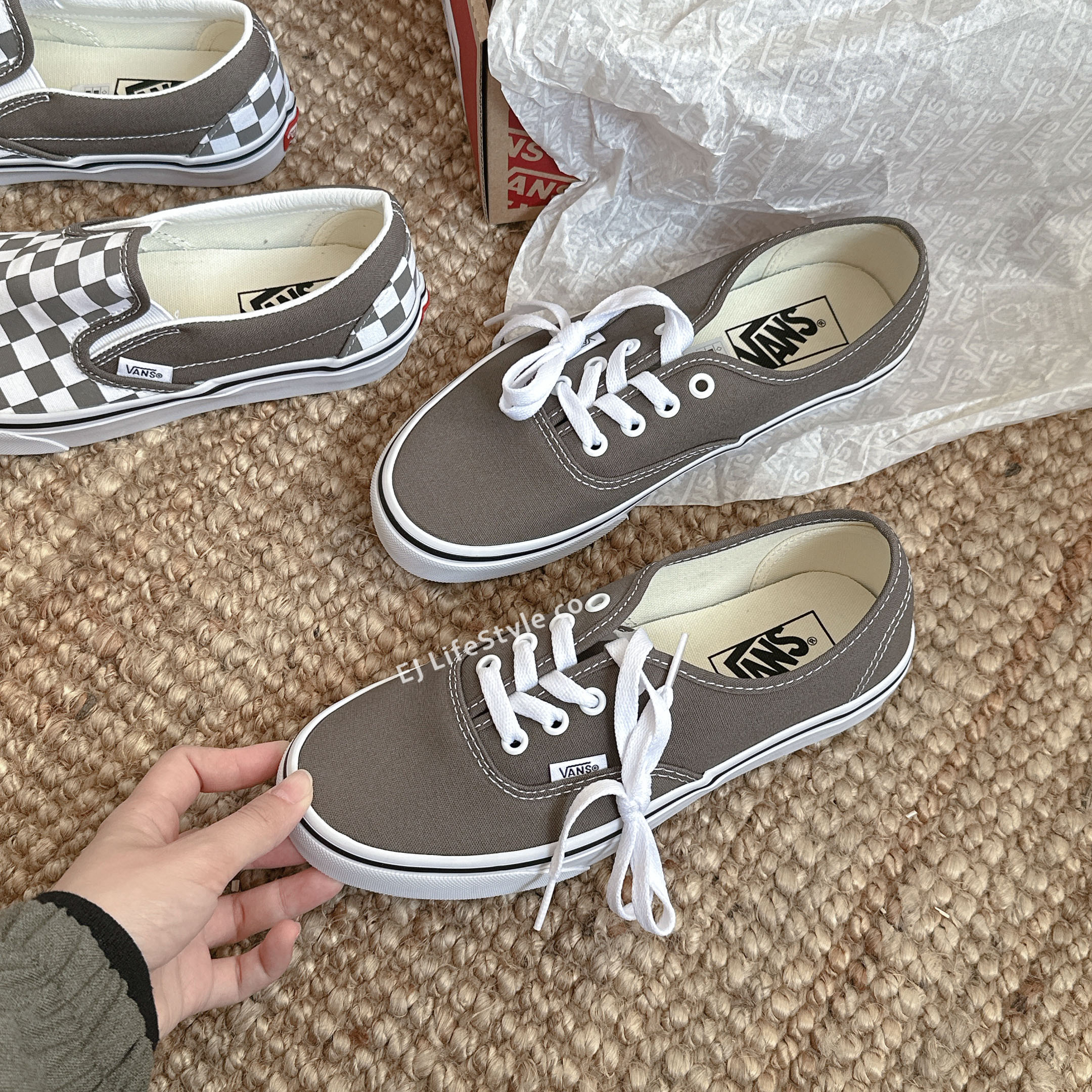 VANS CLASSIC SLIP ON 棋盤格 懶人鞋 AUTHENTIC 灰棕 男女鞋 VN000BVZ9JC /現貨