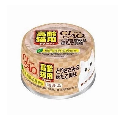 CIAO貓罐頭 14歲高齡貓 雞肉+帶子 75G M-53【原箱24 罐】