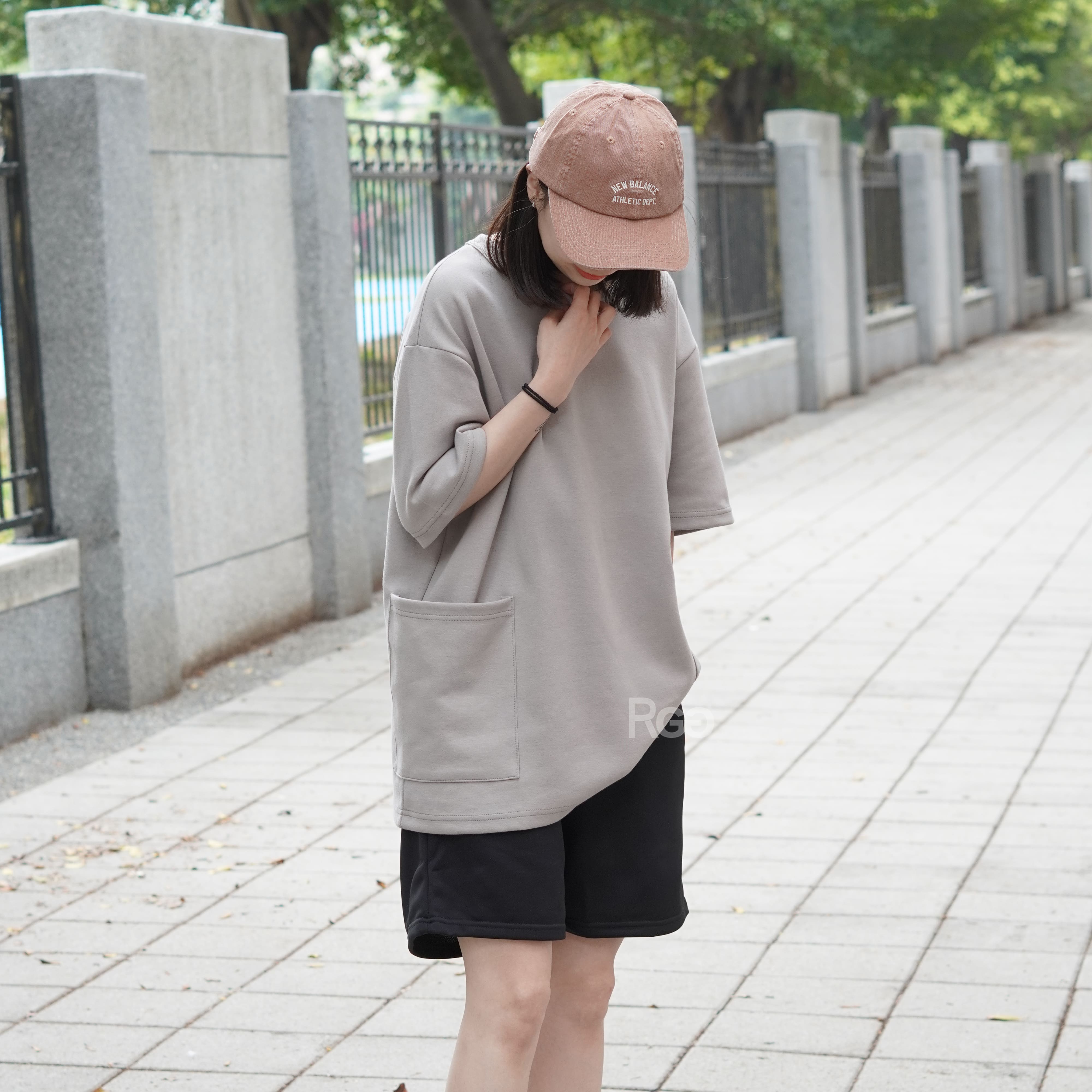 #24201 台灣製太空棉落肩側雙口袋短T