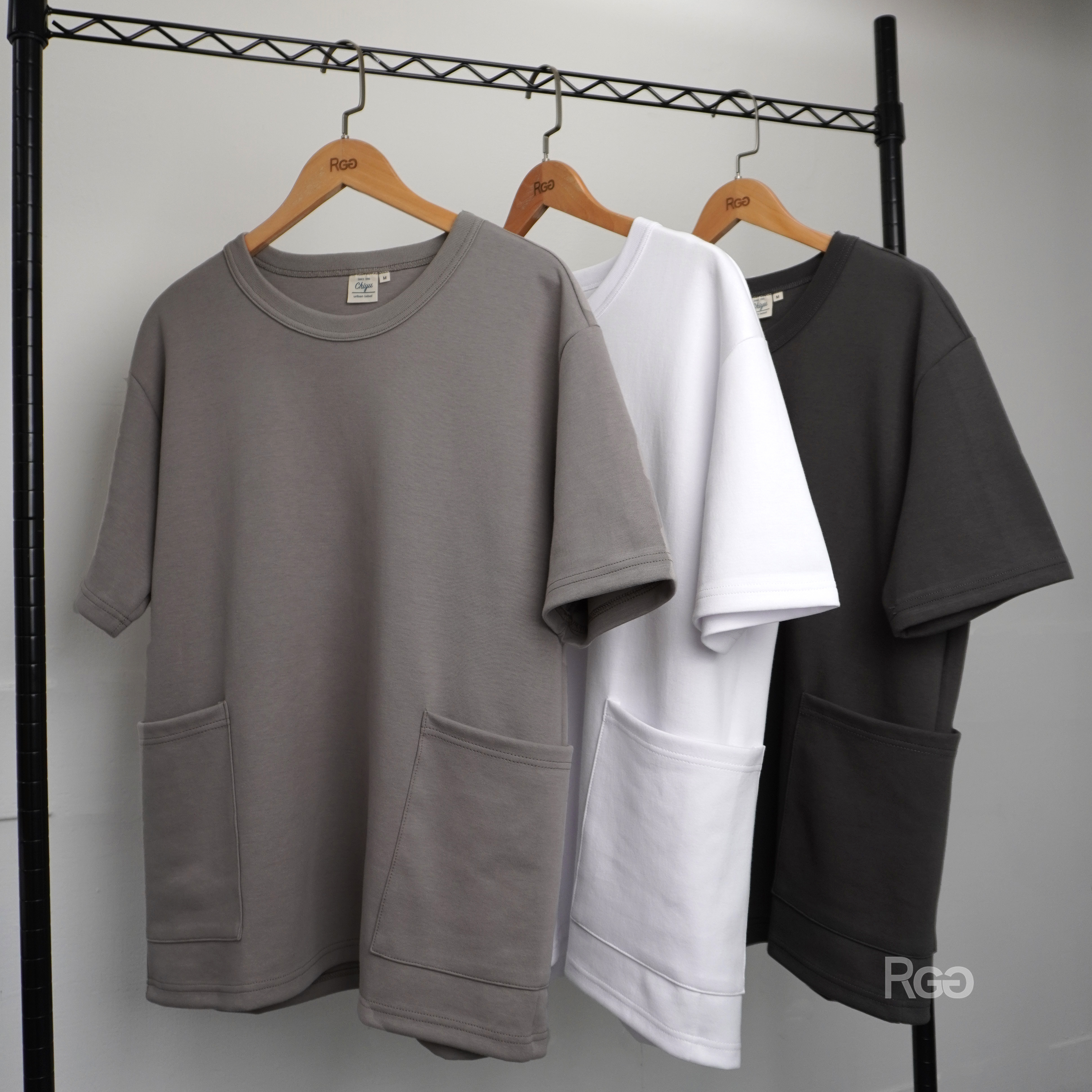 #24201 台灣製太空棉落肩側雙口袋短T