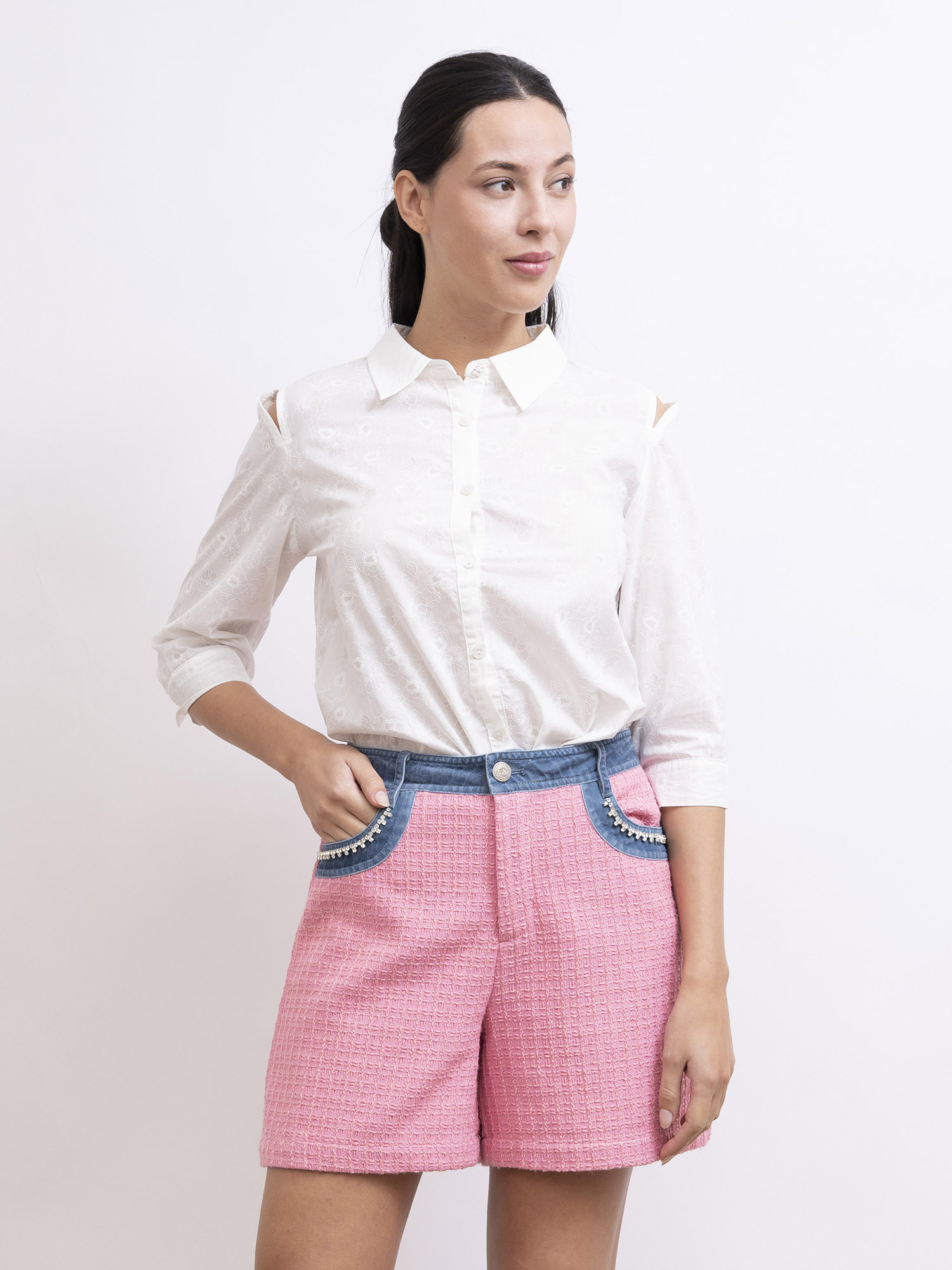 mi-tu 印花縫線恤衫