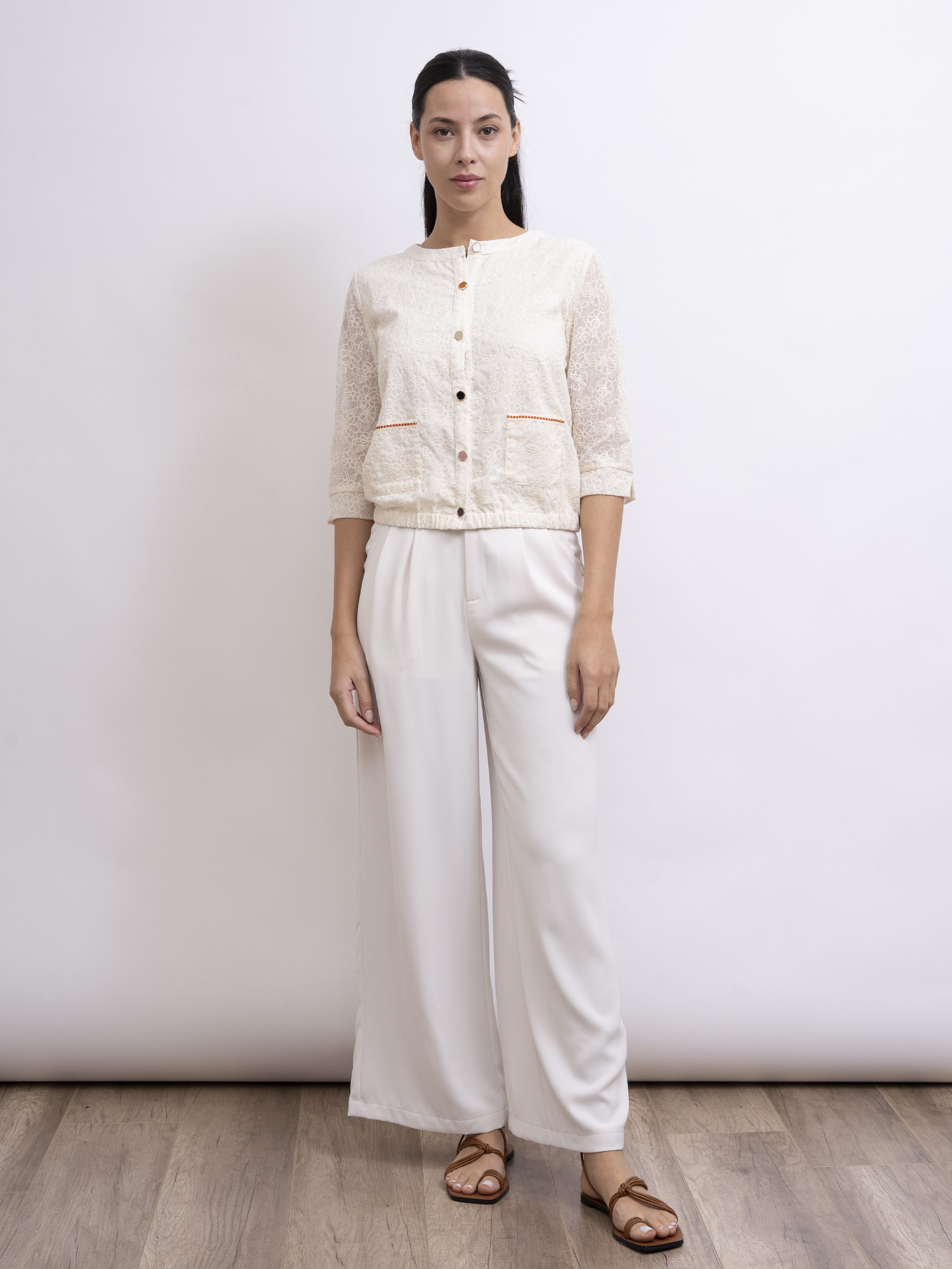 mi-tu 垂墜壓褶直腳褲