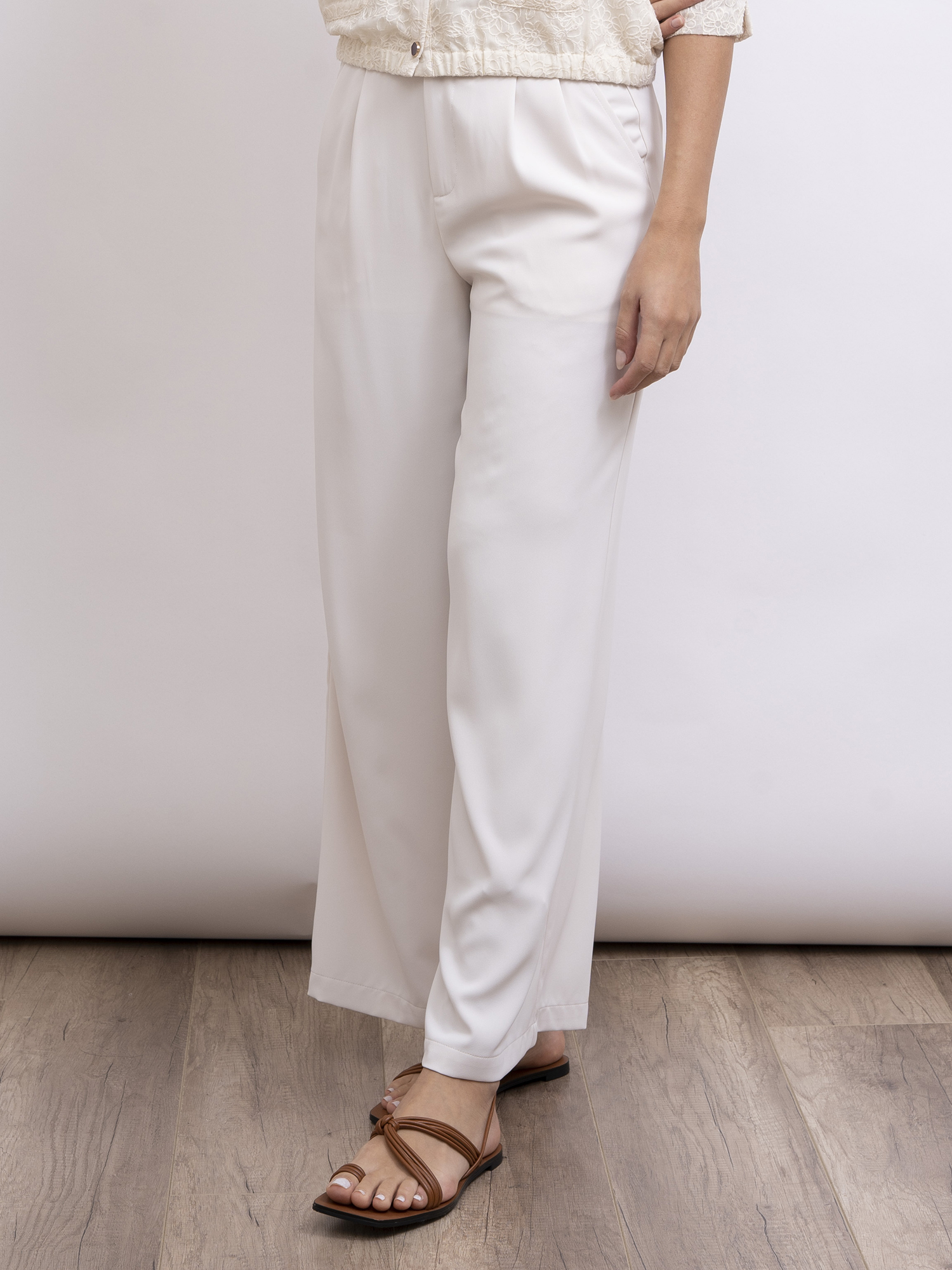 mi-tu 垂墜壓褶直腳褲