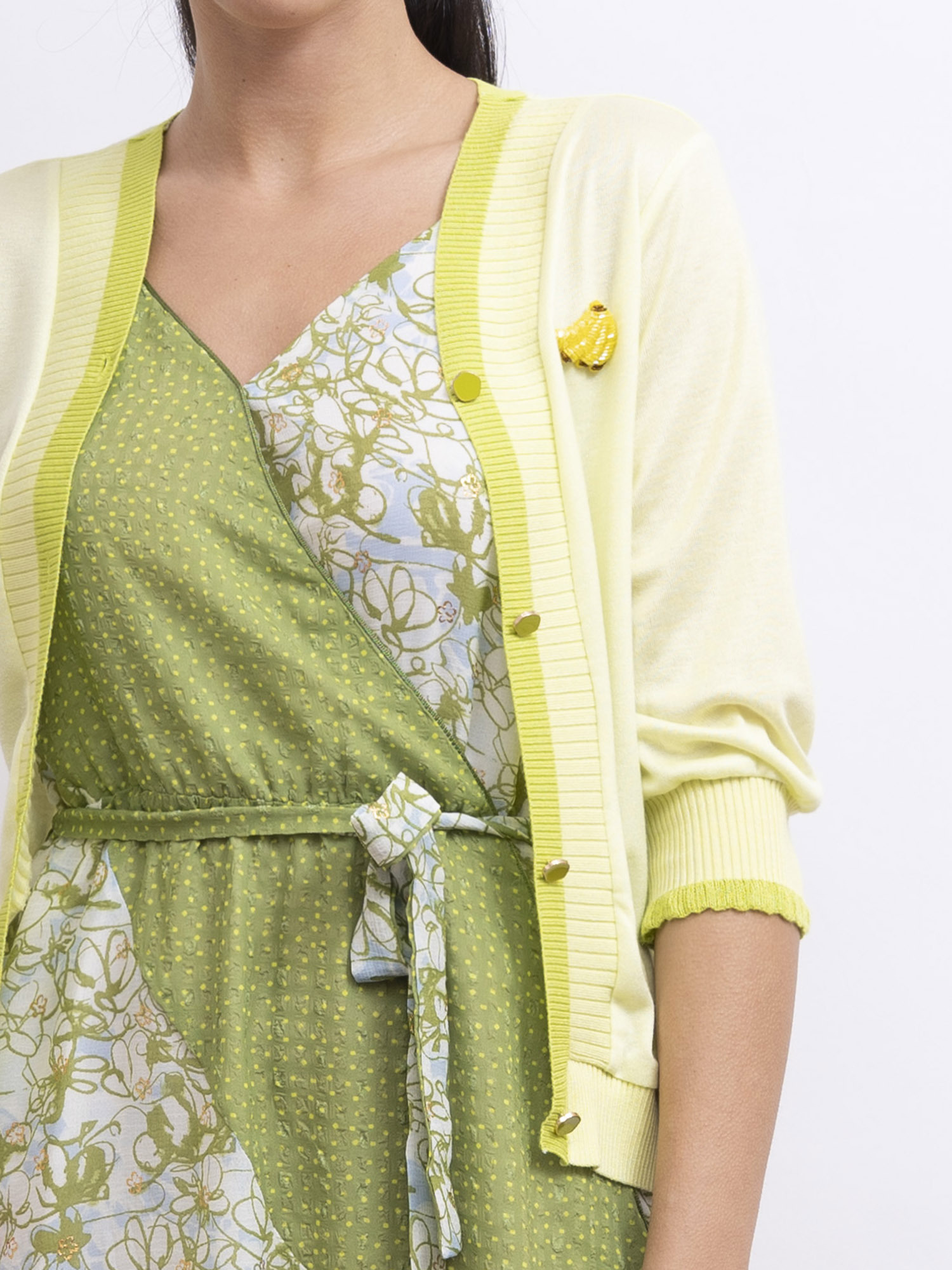 mi-tu 羅紋領針織外套