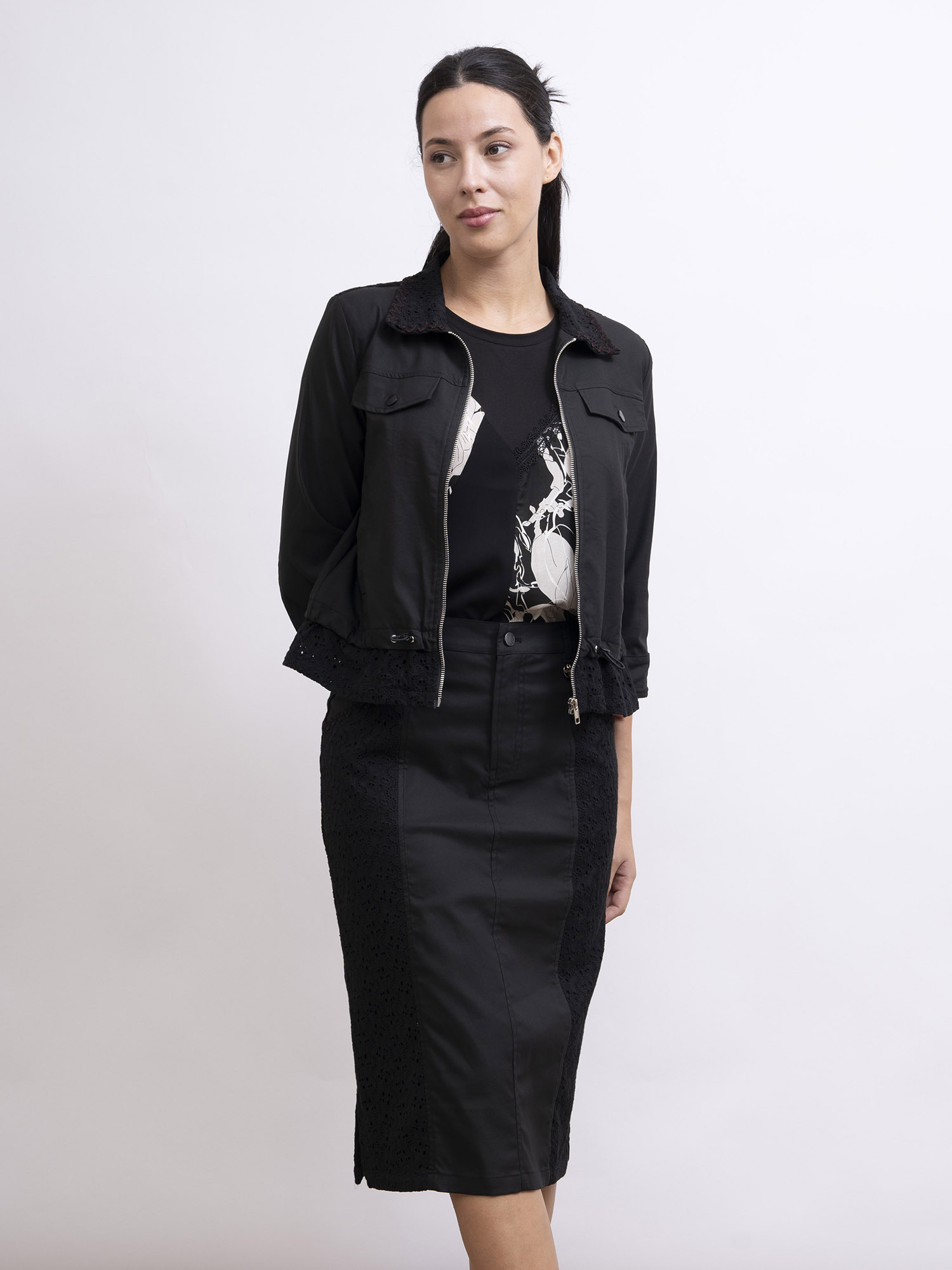 mi-tu 拼蕾絲半身裙