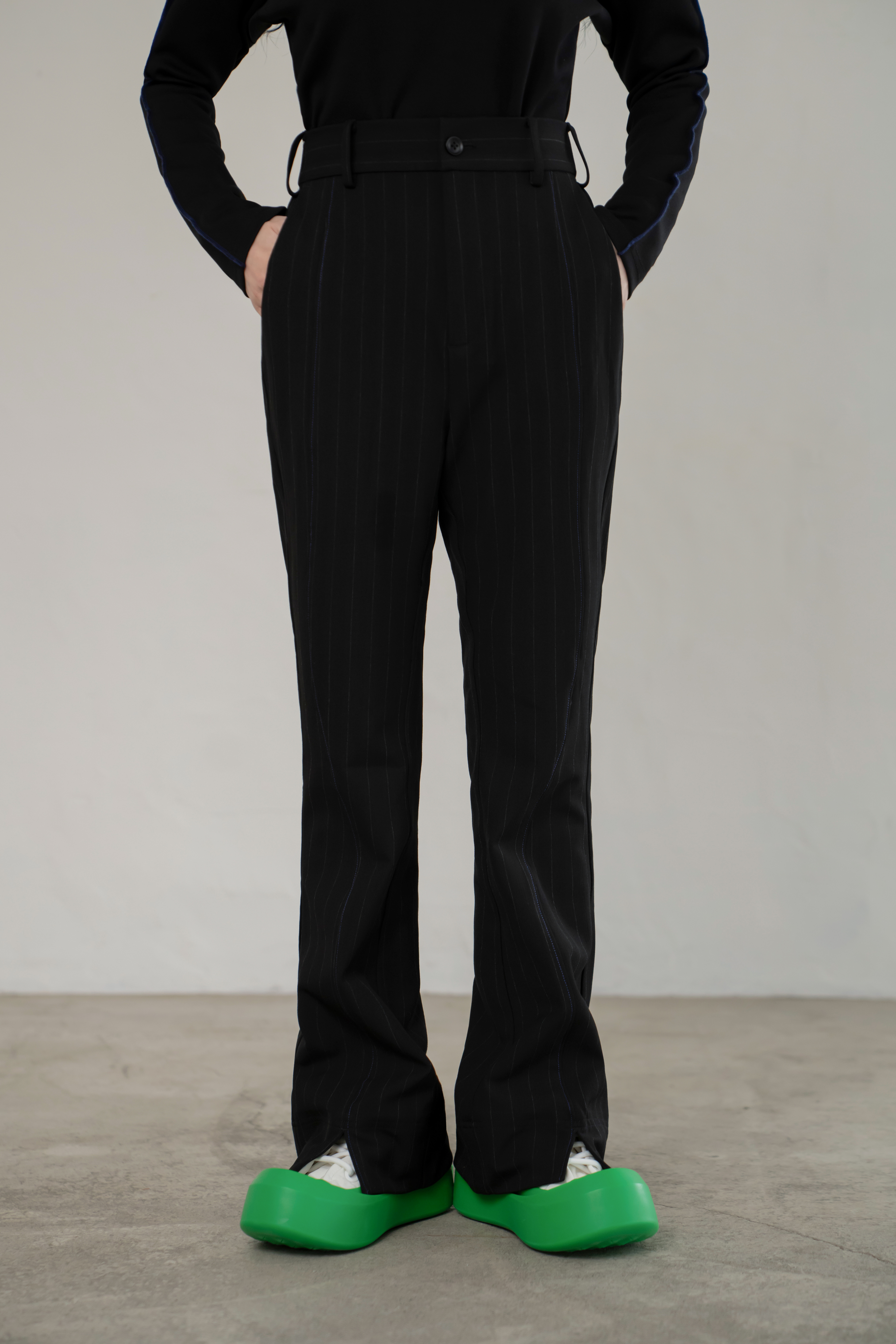 Slim-Fit Bootcut Trousers | Black
