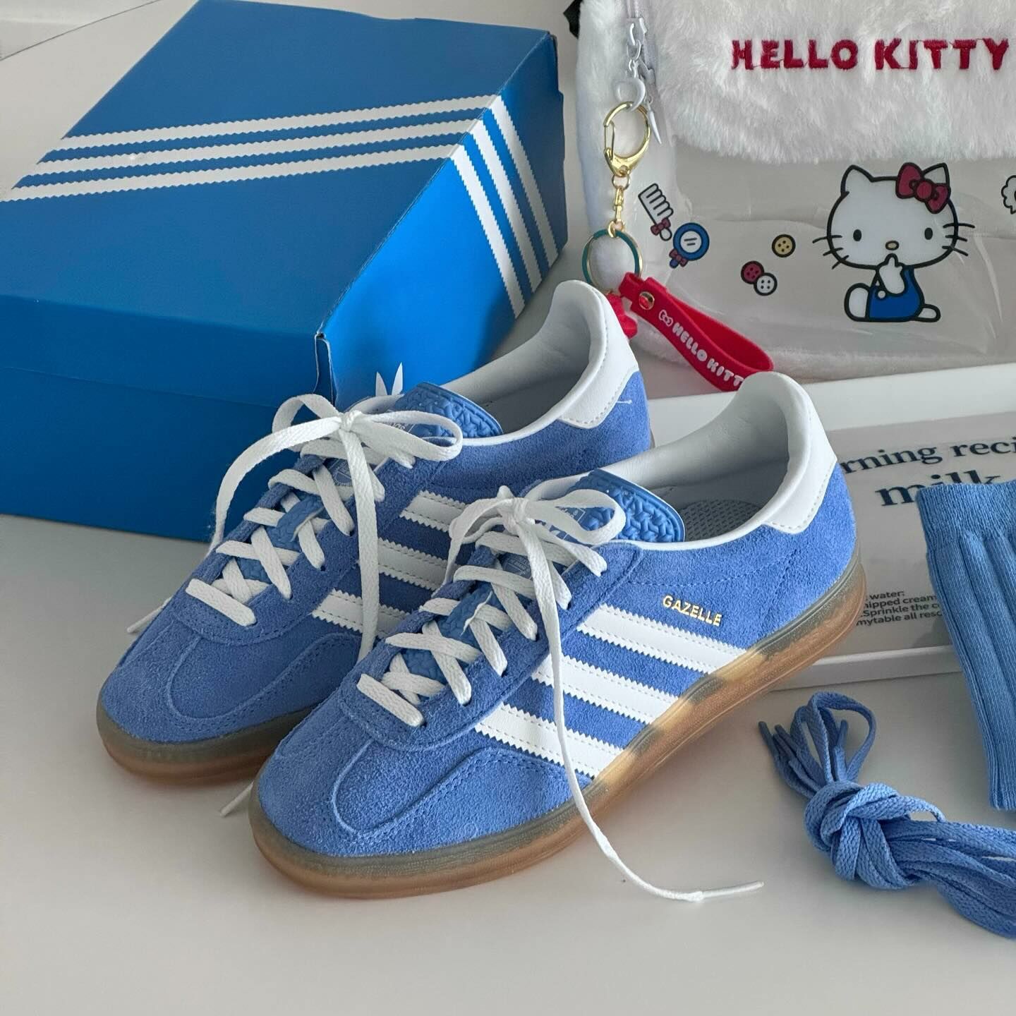 Adidas Originals Gazelle Indoor 天空藍 寶寶藍 生膠 焦糖底 復古鞋 HQ8717