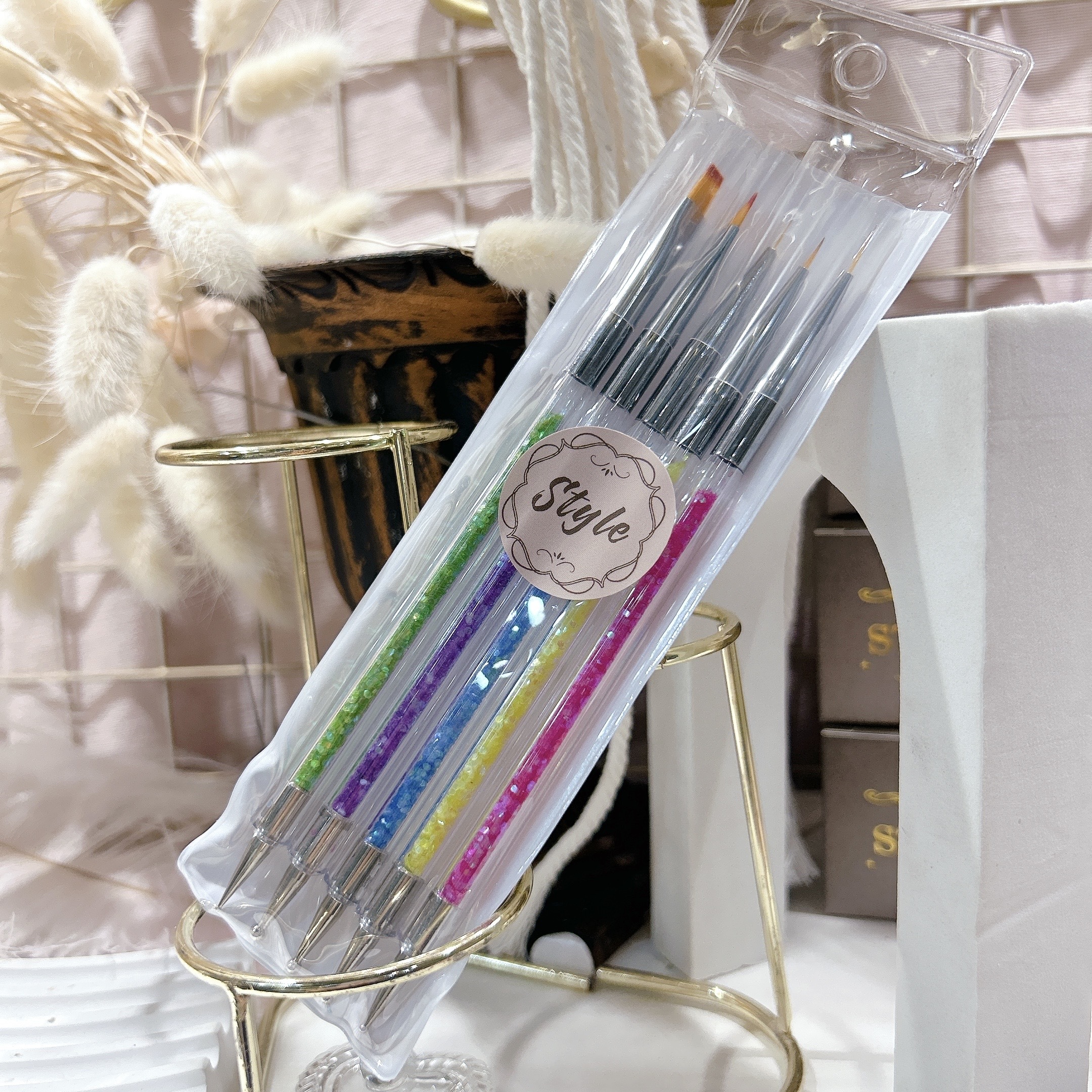 彩色亮片點珠凝膠雙頭筆