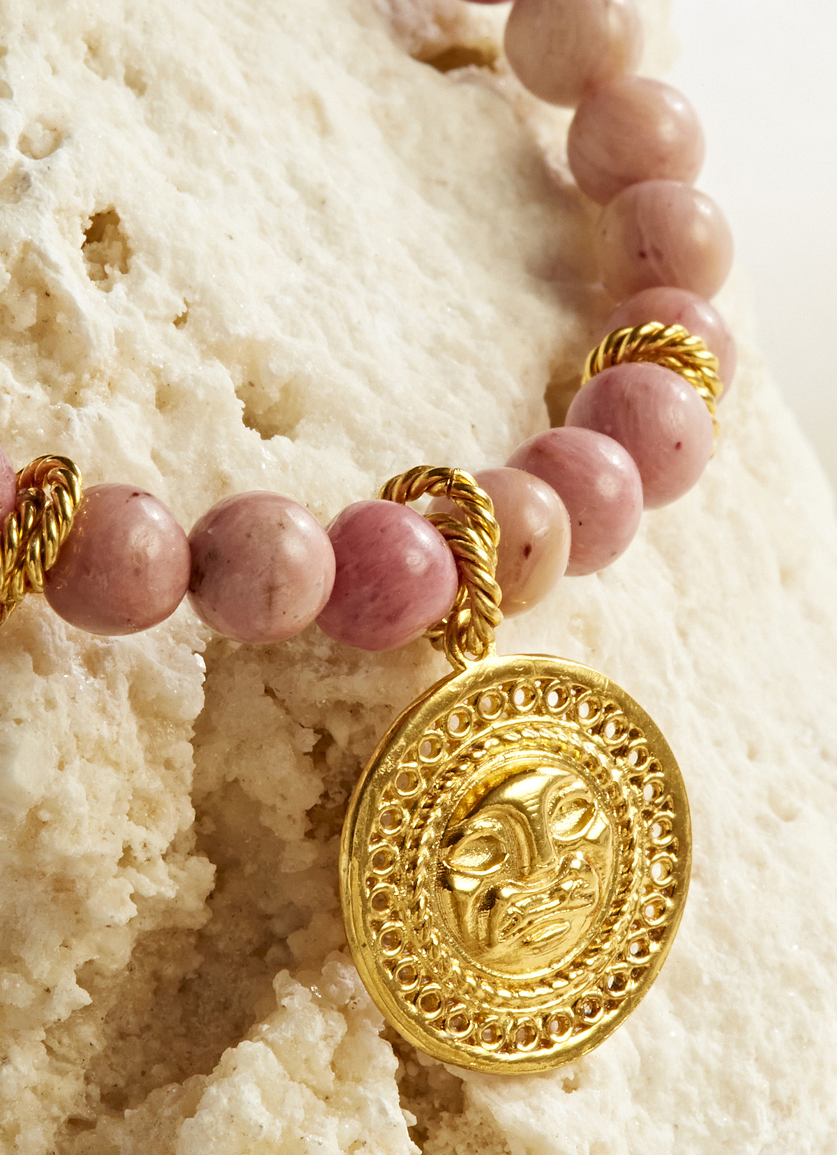 ST.MALO 秘魯Paola Arguello粉晶莫切鍍24K金貓獸手鍊-2490PA-粉晶 (Pink Quartz)