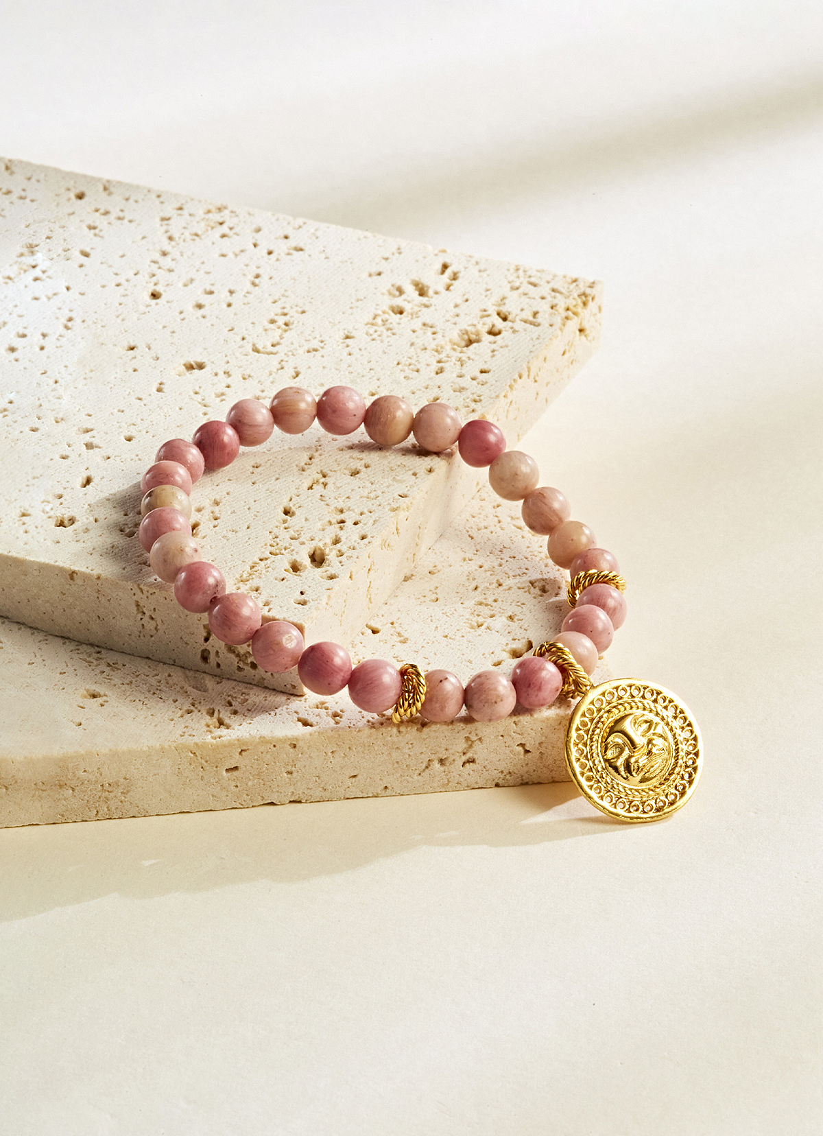 ST.MALO 秘魯Paola Arguello粉晶莫切鍍24K金貓獸手鍊-2490PA-粉晶 (Pink Quartz)