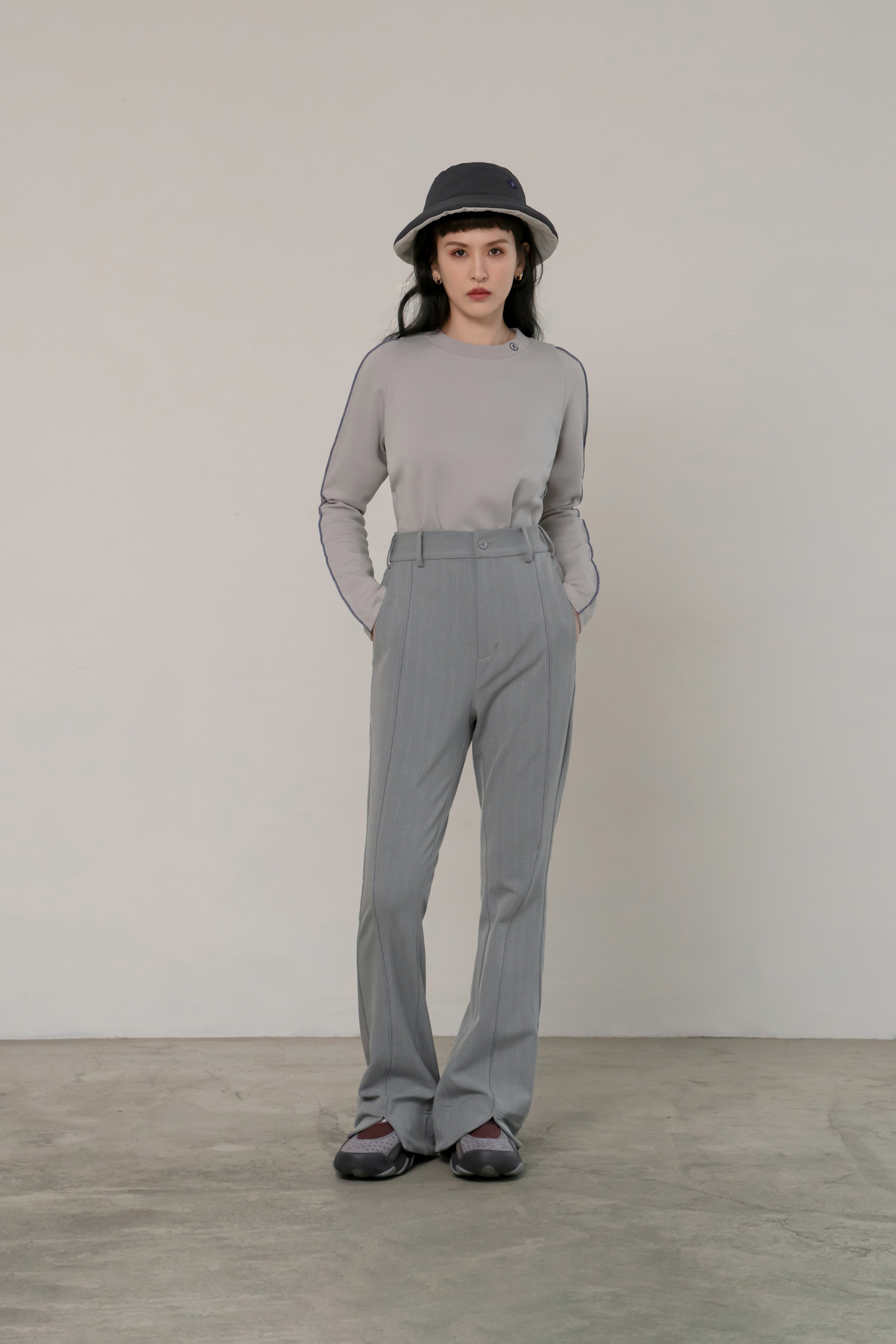 Slim-Fit Bootcut Trousers | Gray
